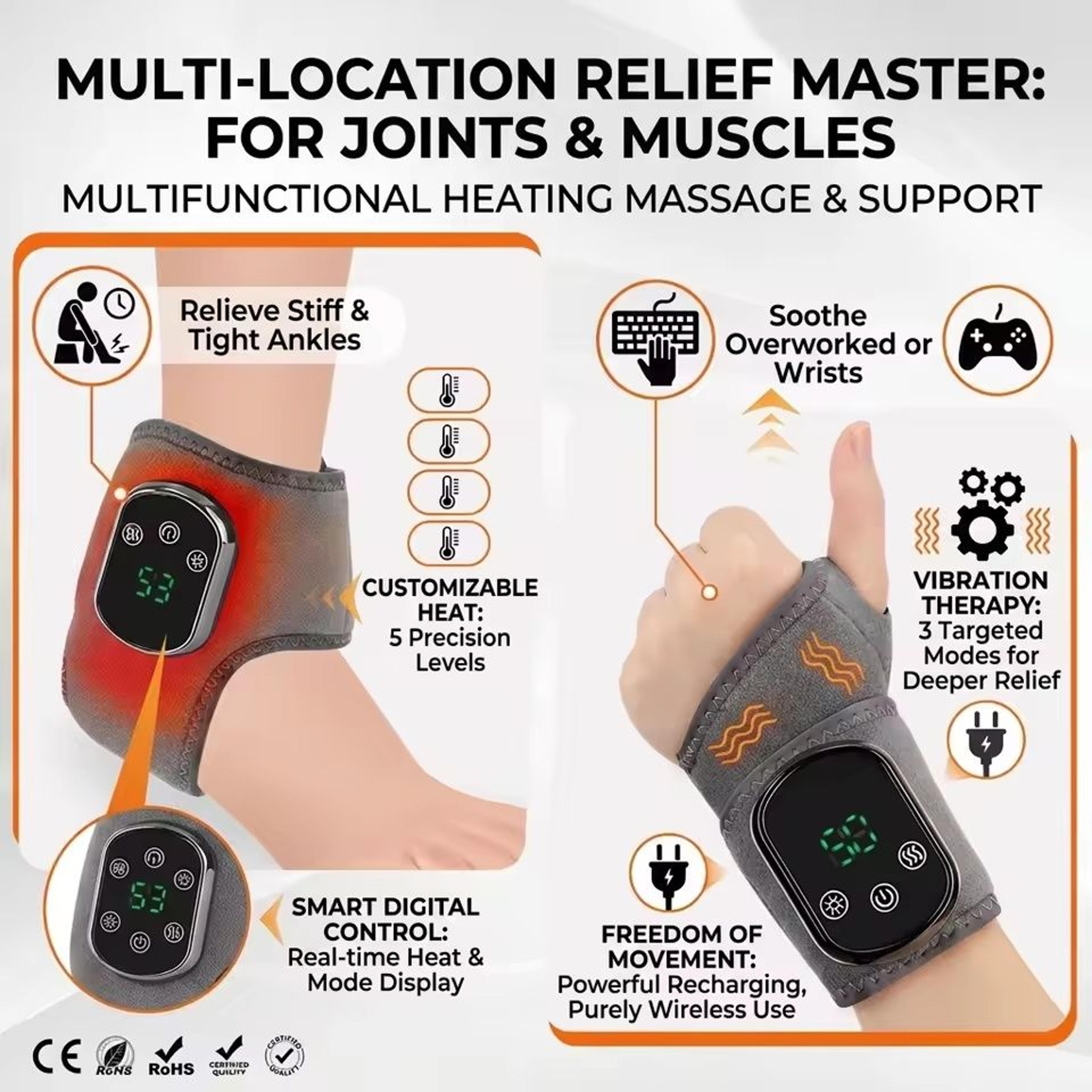 wearable cordless ankle massager with heat & vibration