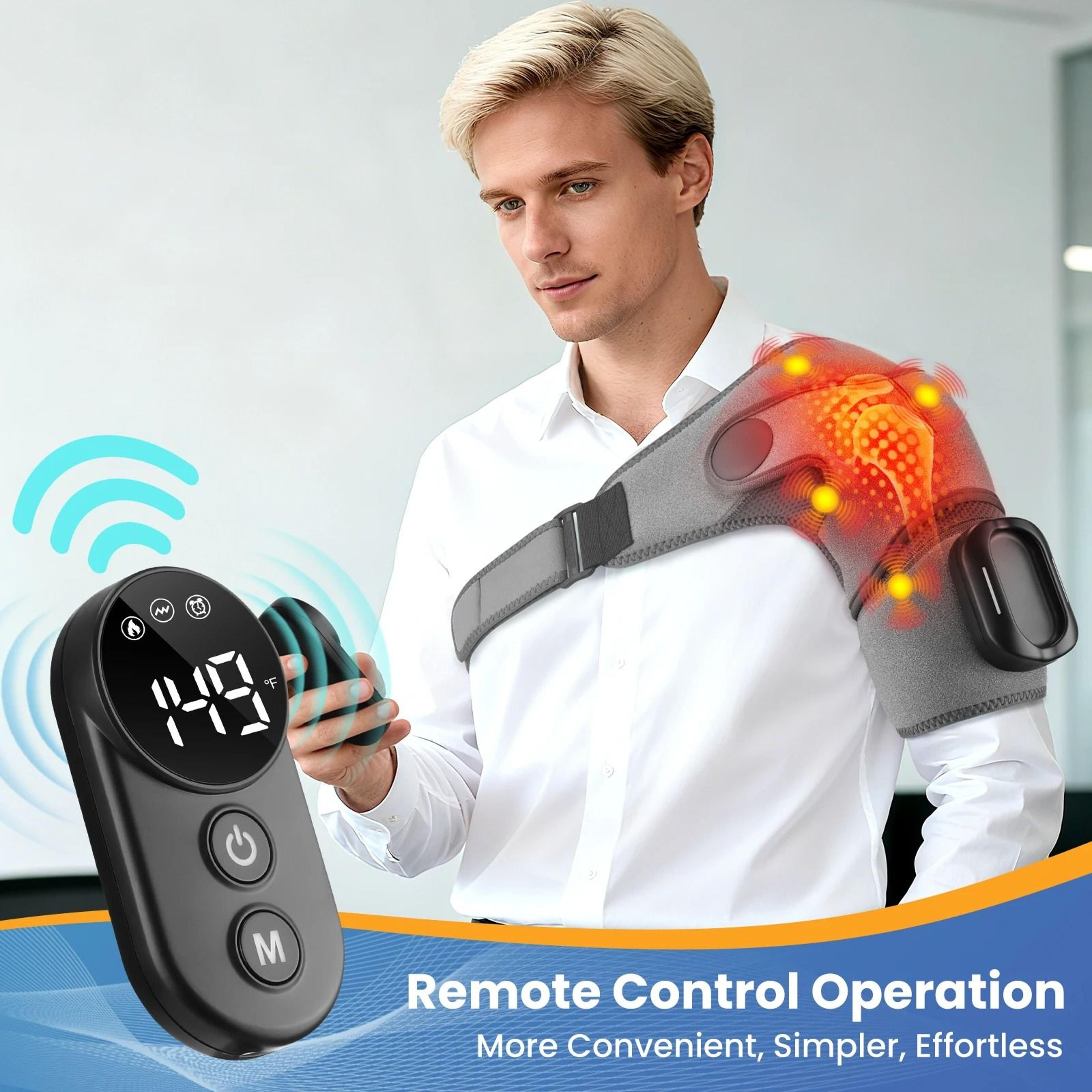 cordless heated shoulder wrap with remote & 5-level therapy