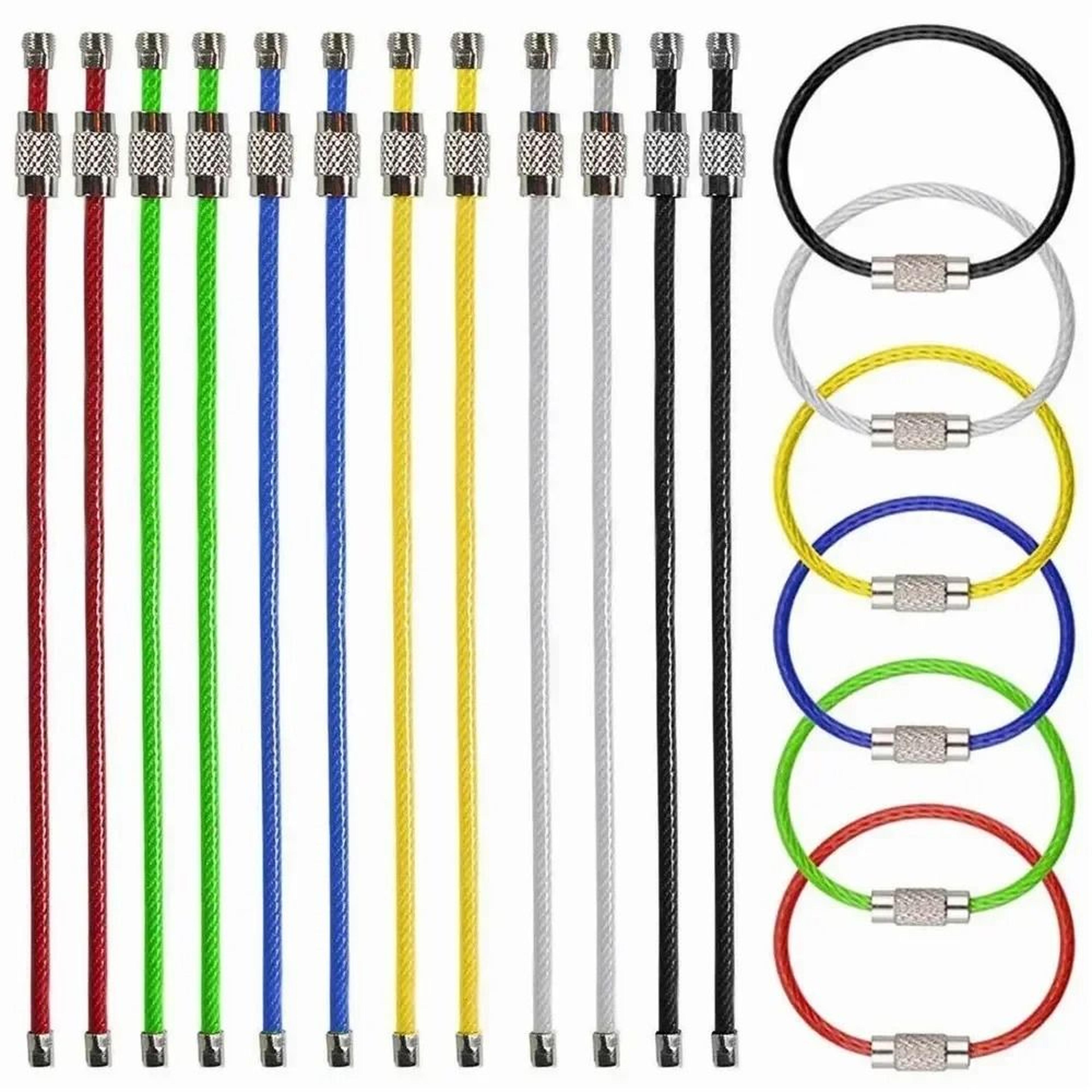 10 pack multi color stainless wire keychain cable 6 inch