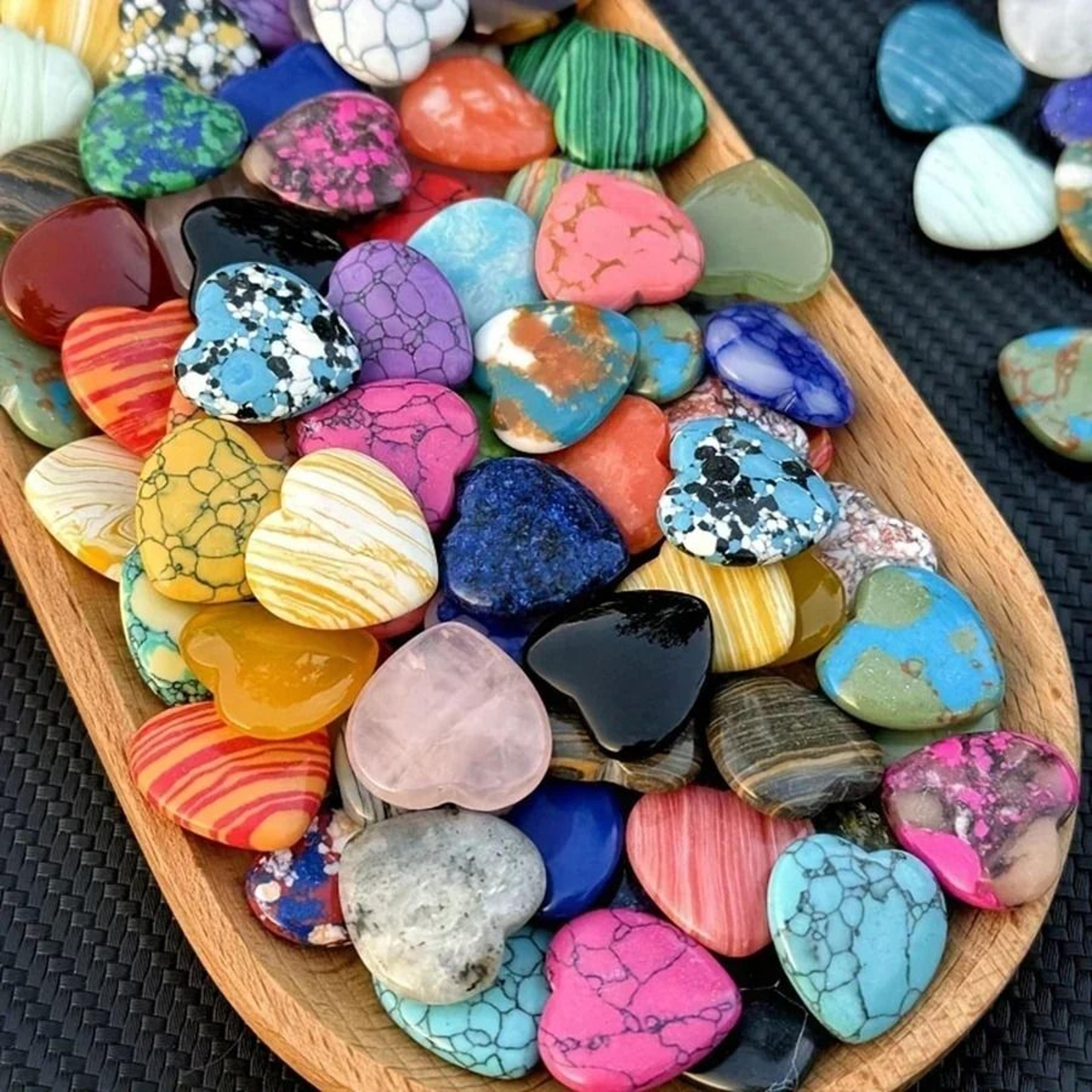 10/20/30pcs heart shape natural crystal amethyst agate healing stone