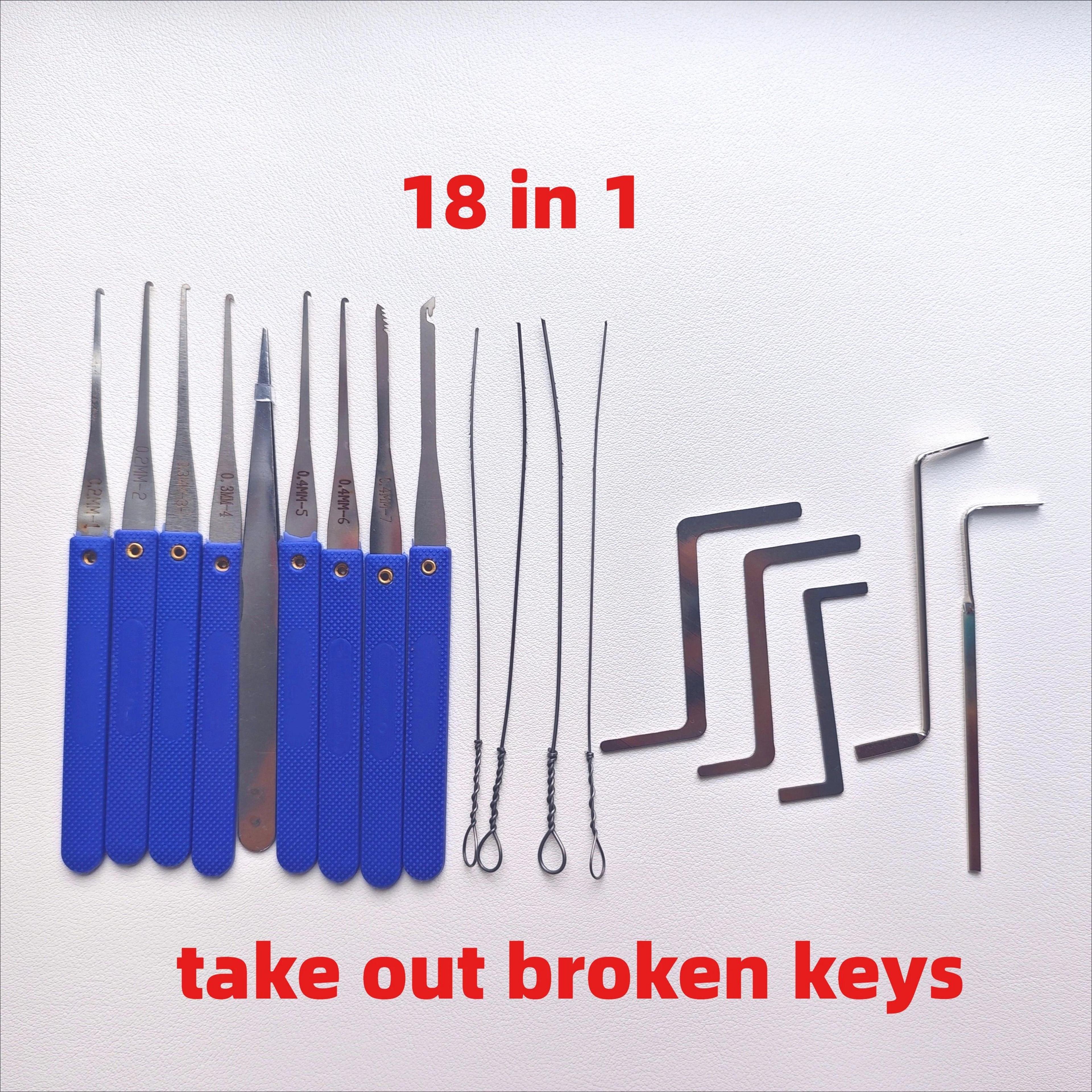new 18-in-1 locksmith extractor tools kit broken key removal set