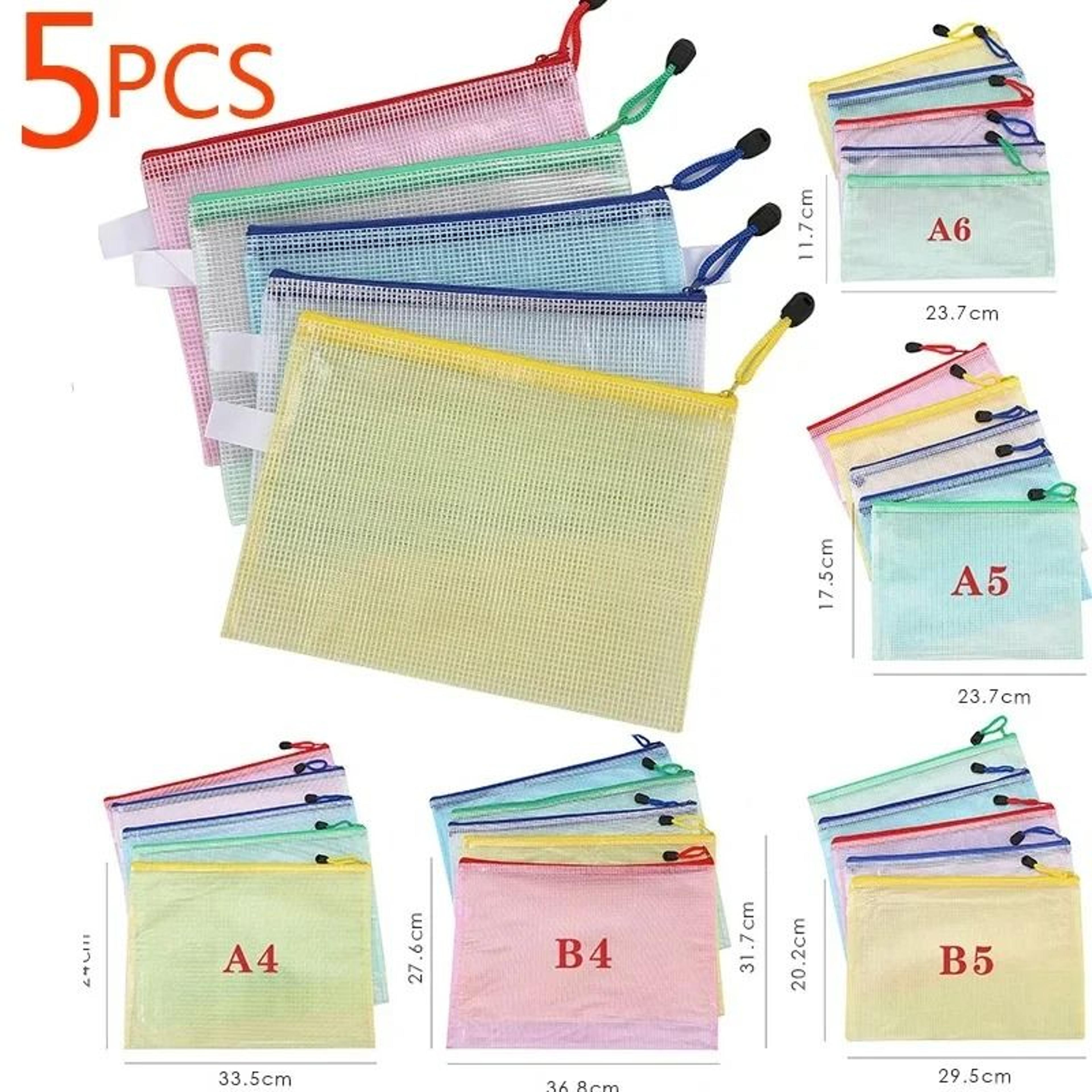 5pcs a4 a5 a6 zip file folders mesh zipper document pouch