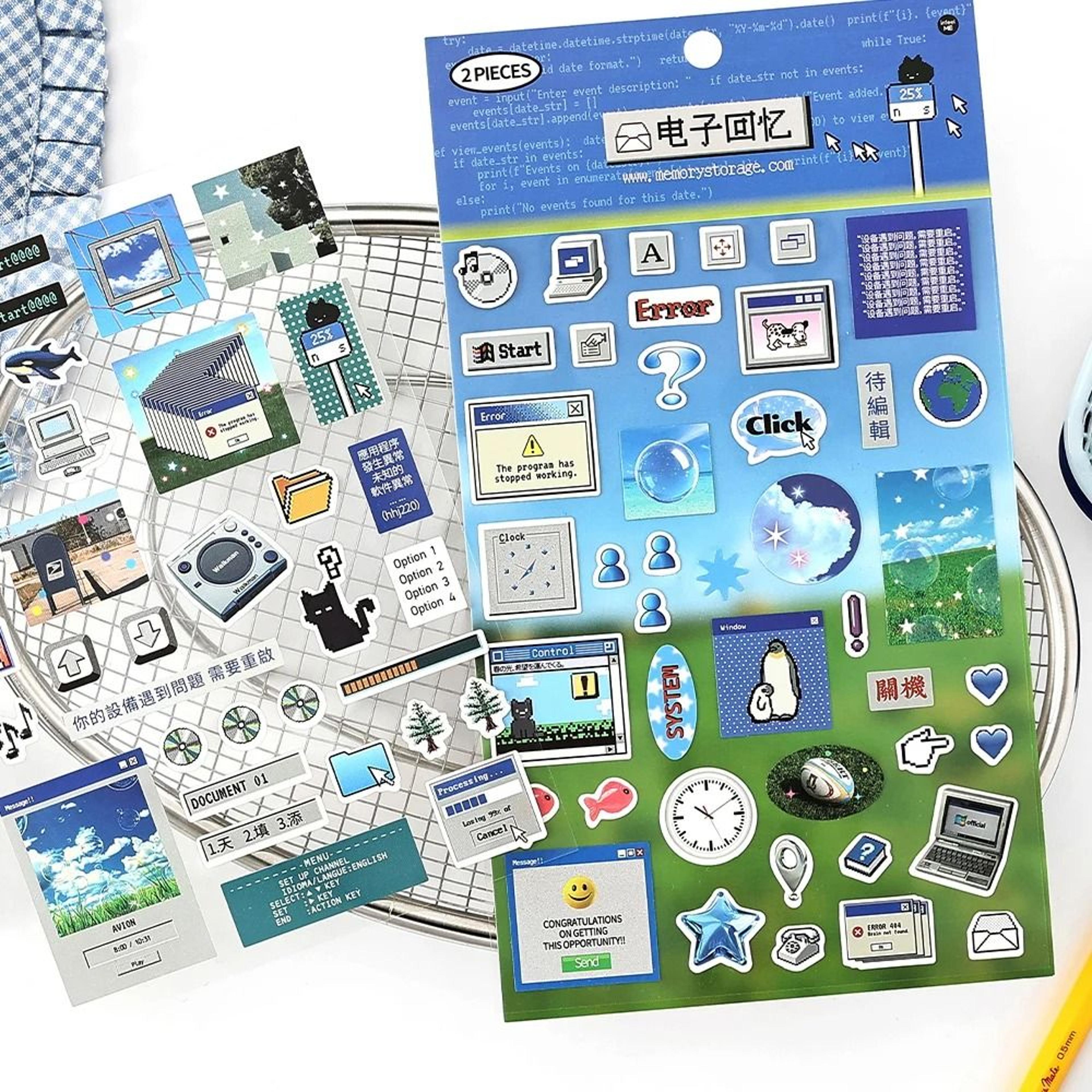 2 sheets y2k gen z kawaii internet japanese childhood memories stickers