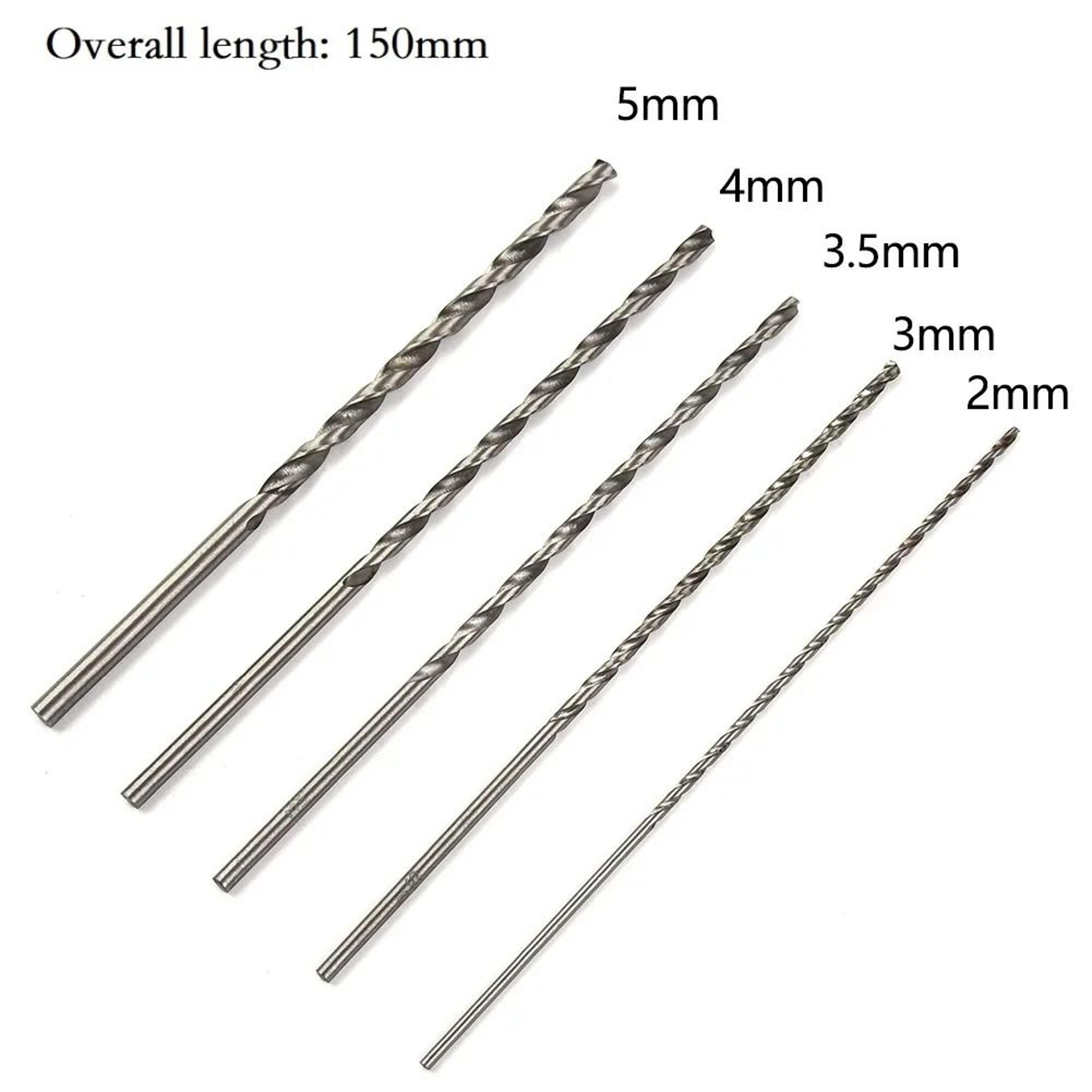 5pcs extra long hss high speed steel 150mm drill bit set