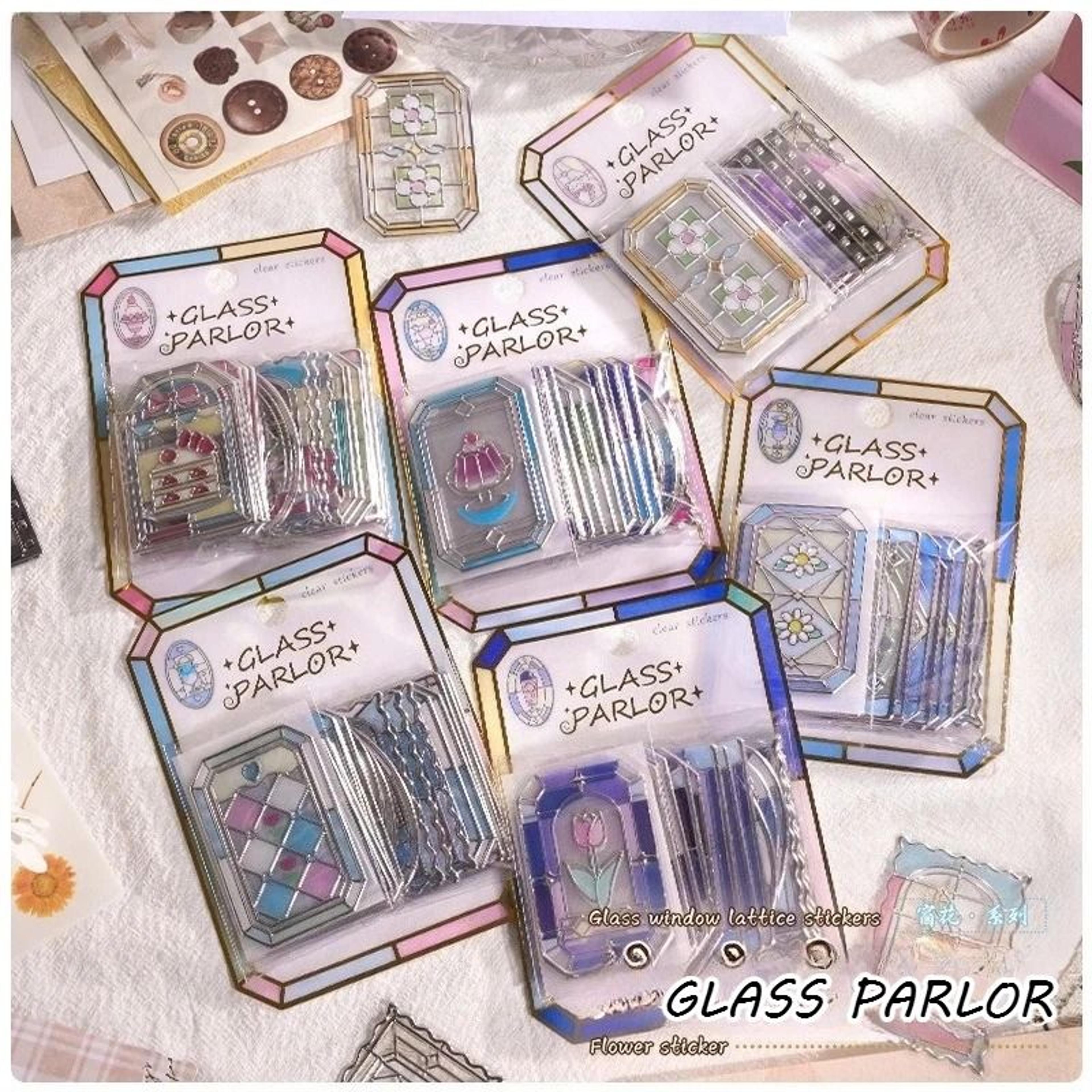 18pcs/sheet 3d relief japanese kawaii stained glass window stickers