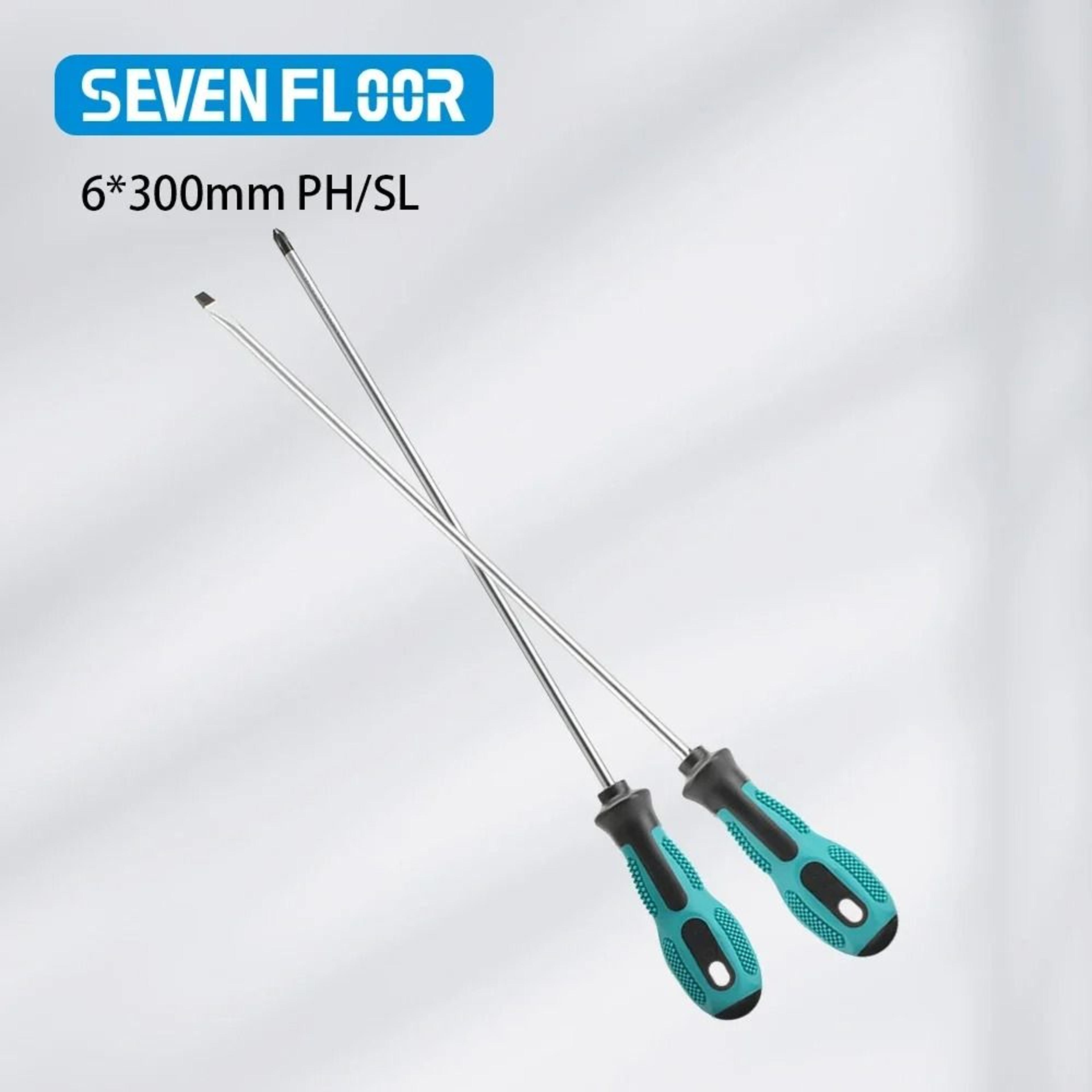 extended 6x300mm long slotted & phillips screwdriver with magnetic tip