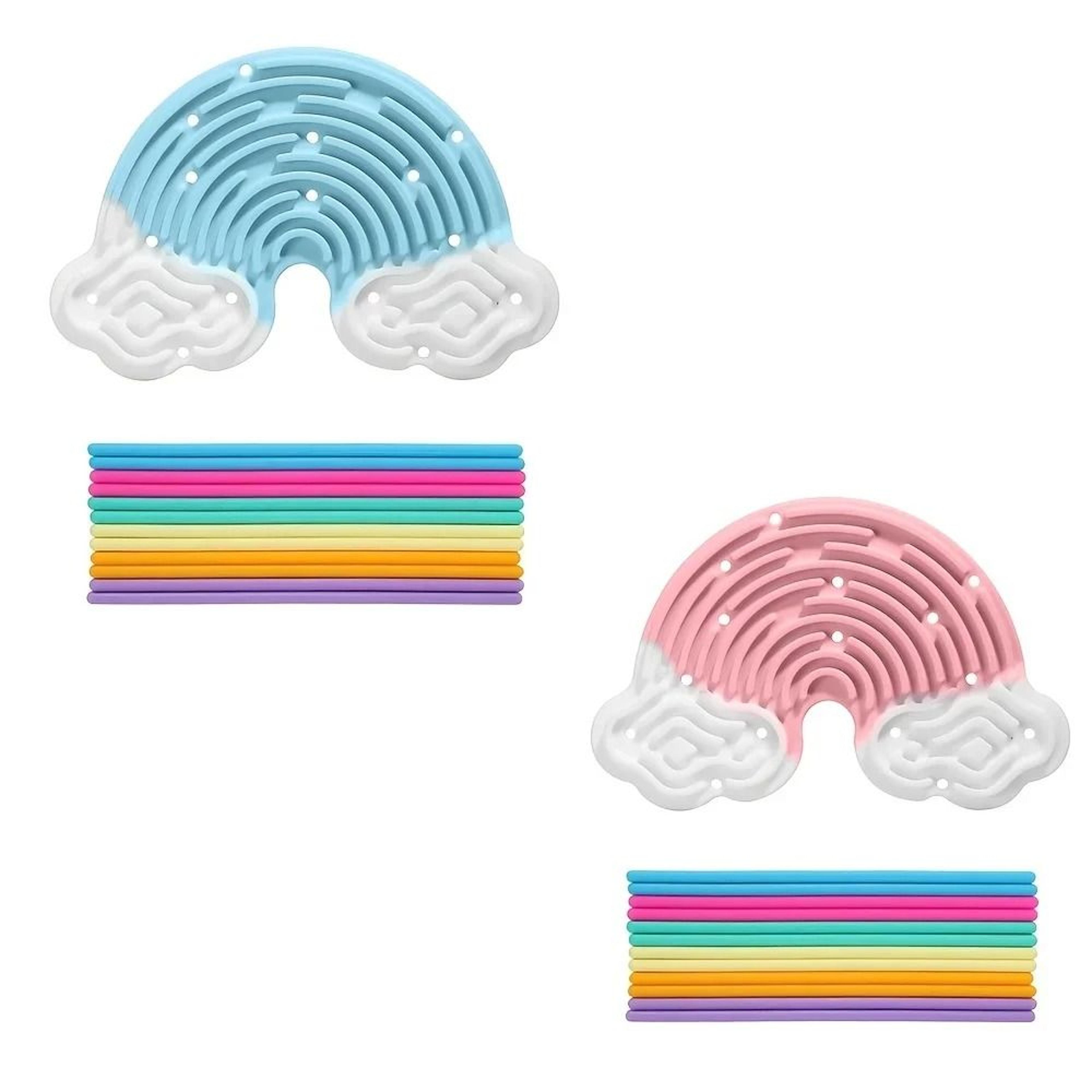 1pc creative rainbow cloud sensory activity board - double-sided silicone busy board