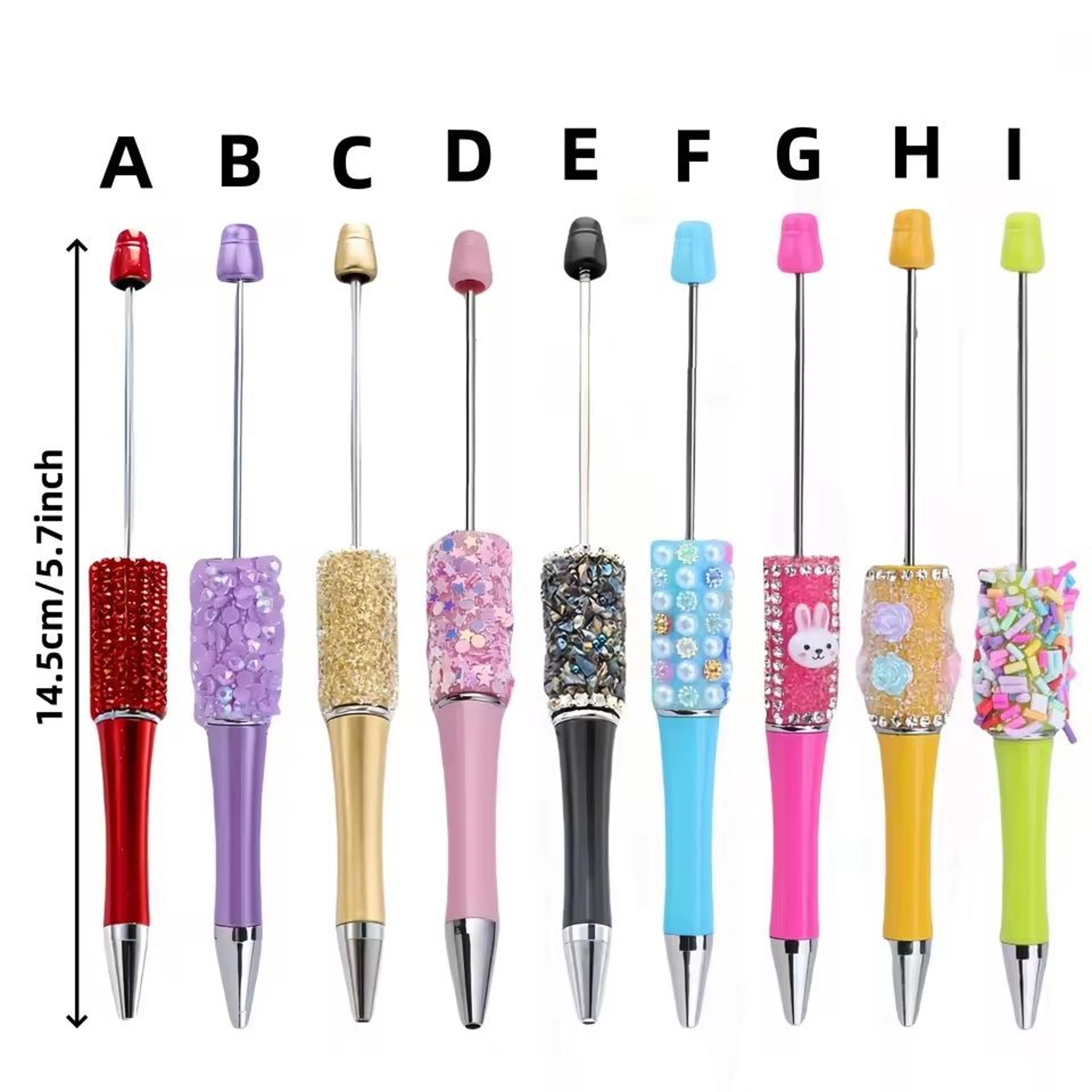 10pc creative bead ballpoint pen sets - diy colored wooden bead school & office supplies