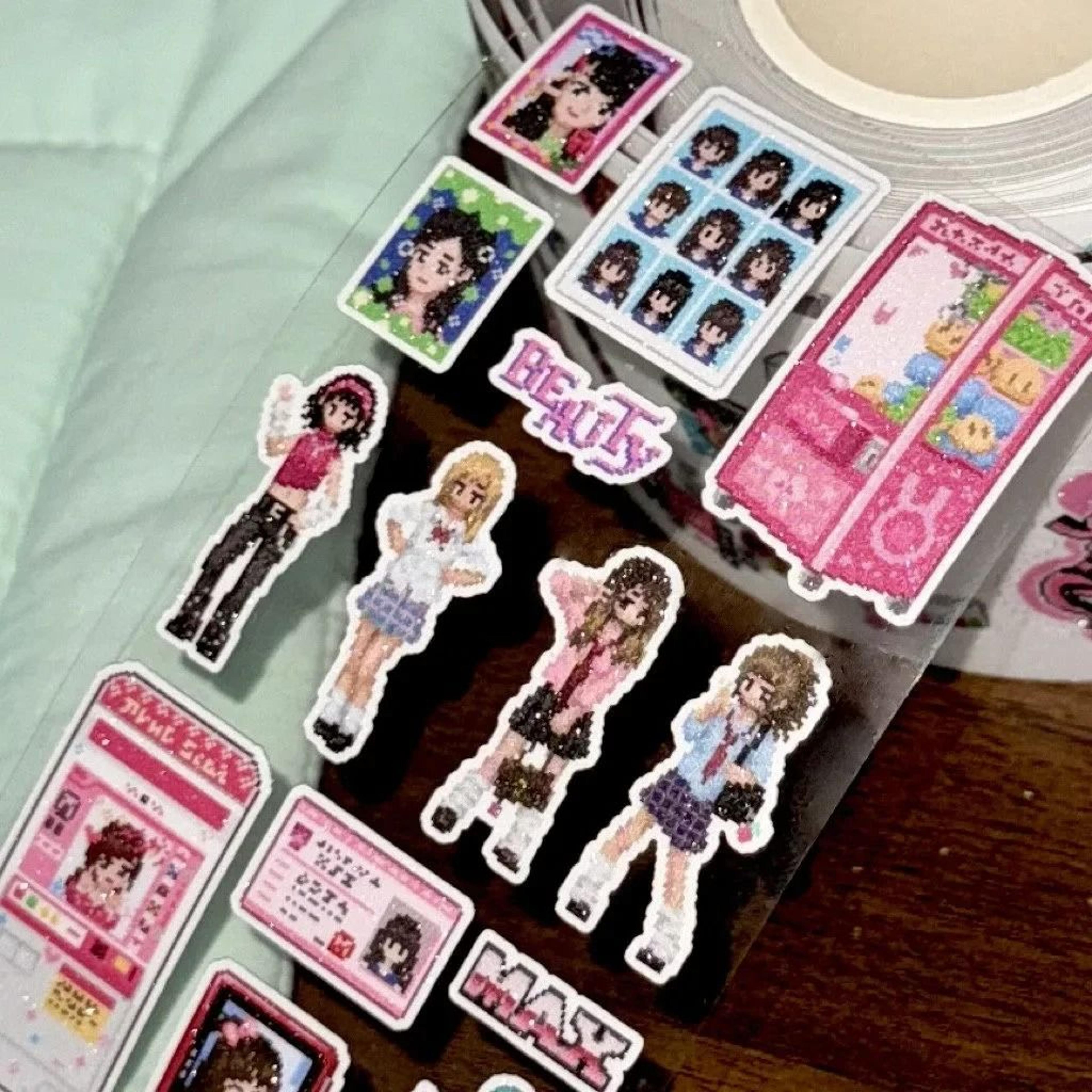 kawaii retro y2k shibuya showa pixel style die cut sticker tape