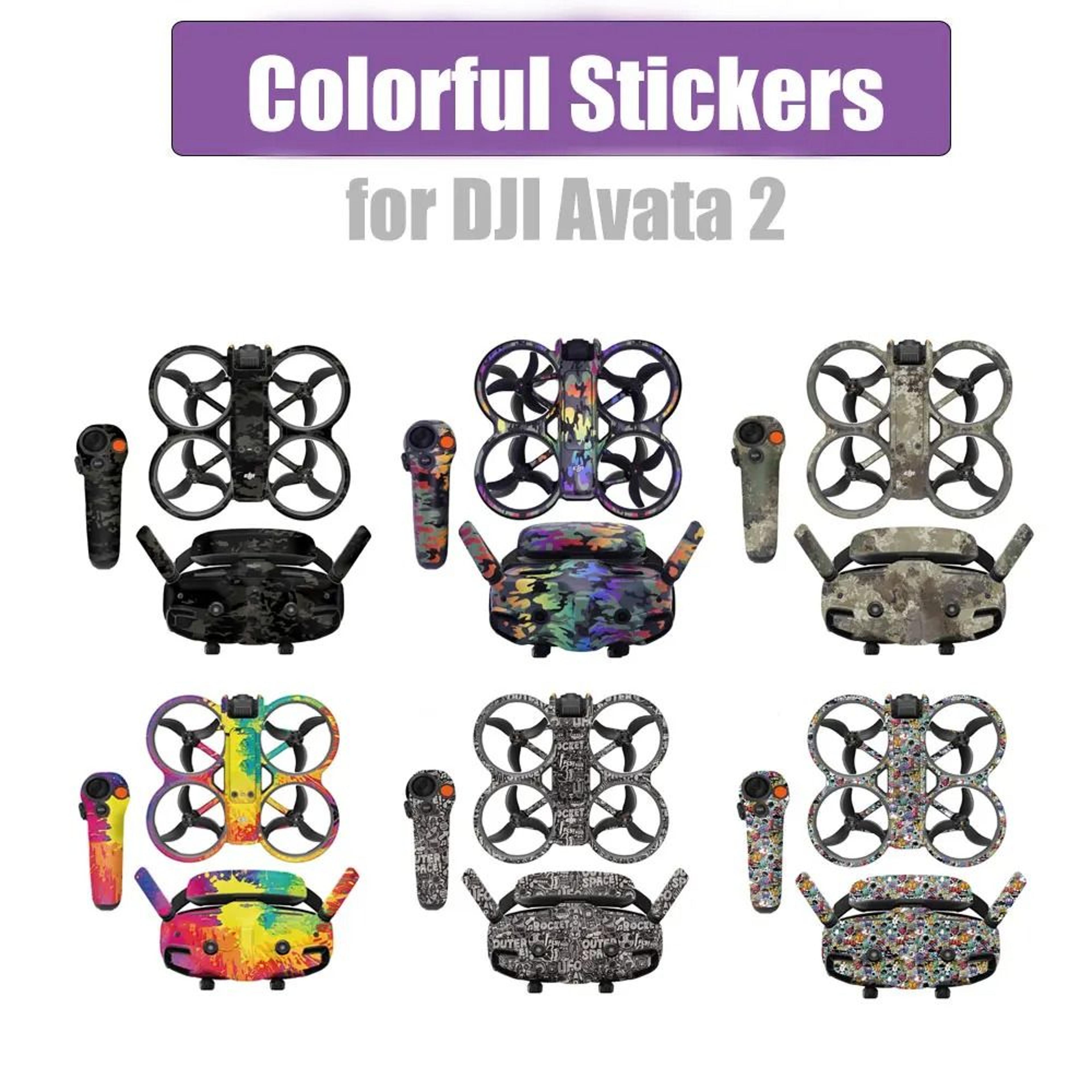 colorful full-protection pvc sticker skin for dji avata 2 and goggles 3