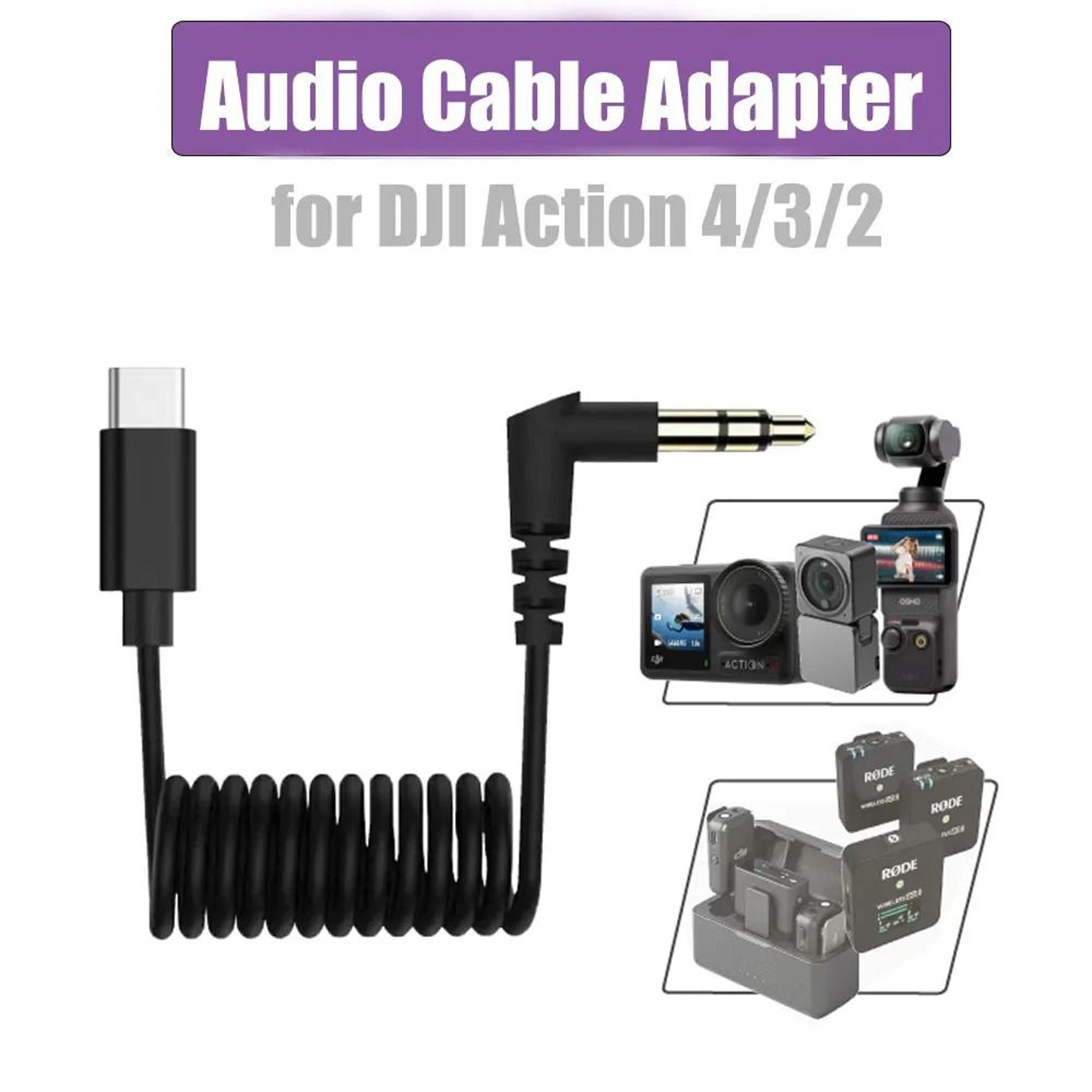 type-c to 3.5mm external microphone audio adapter cable for dji pocket 3 / action 4 / action 3