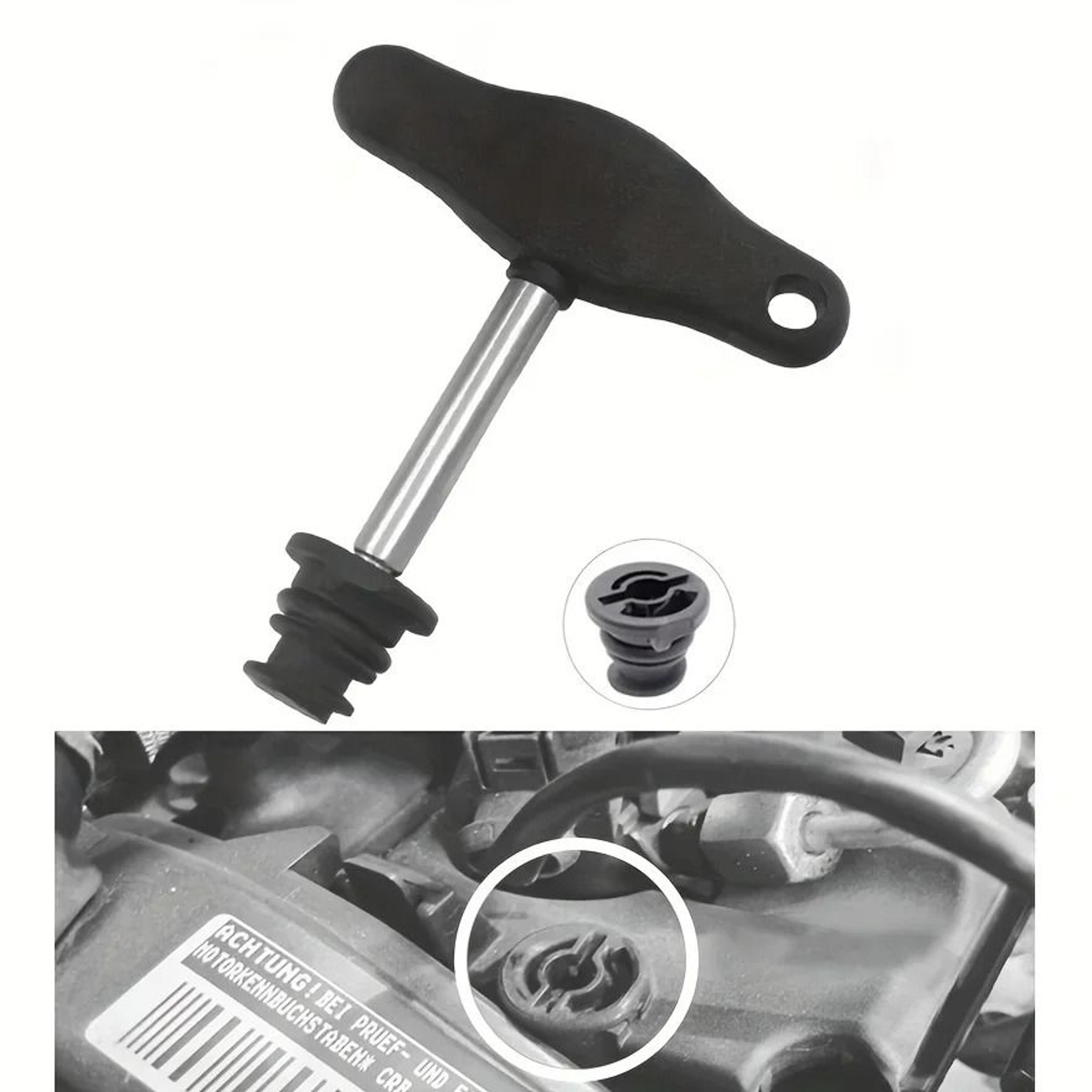professional plastic oil drain plug removal and installation wrench assembly tool for volkswagen, audi, and seat vehicle