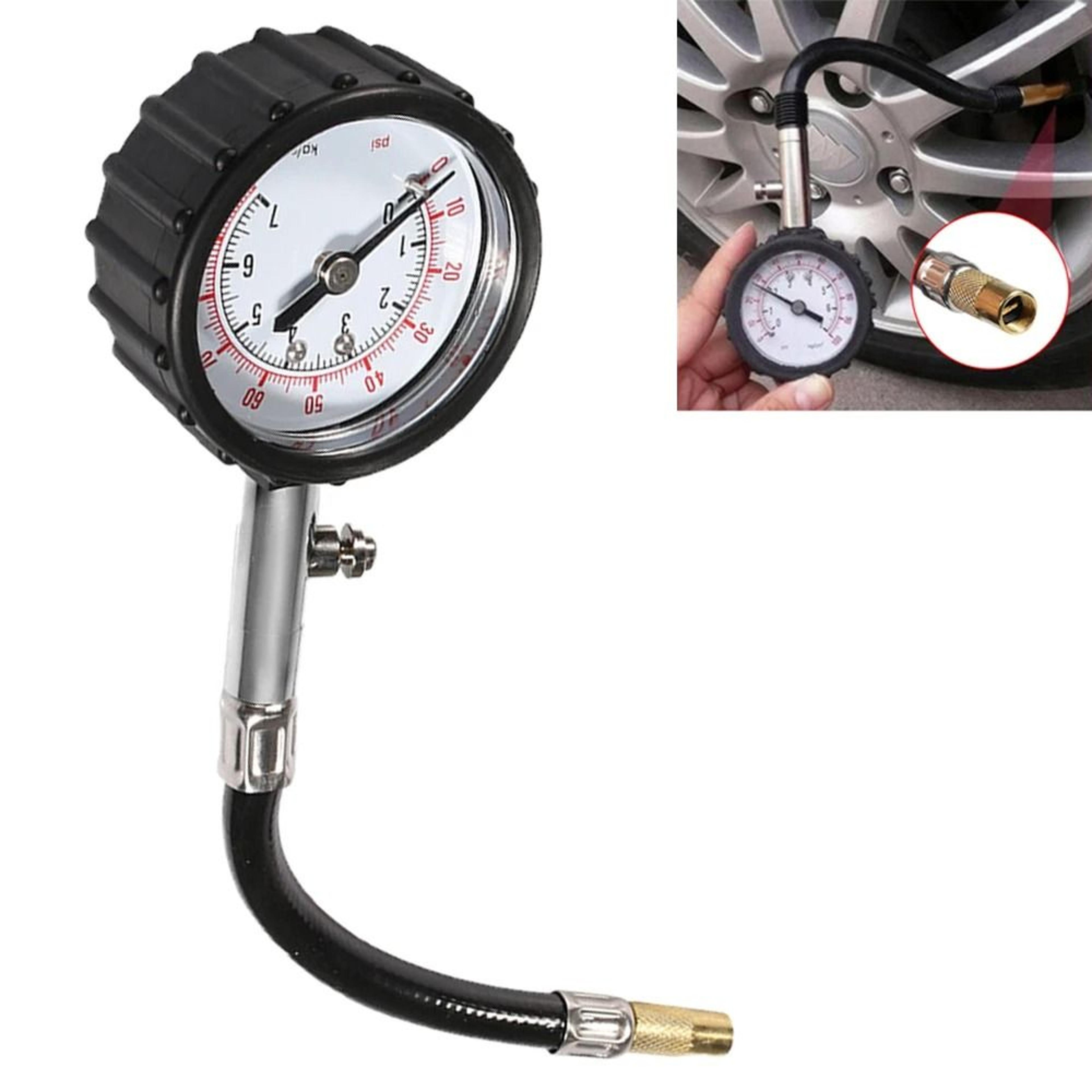 universal long tube analog tire pressure gauge meter (0-100 psi) with high-precision dial for cars and motorcycles