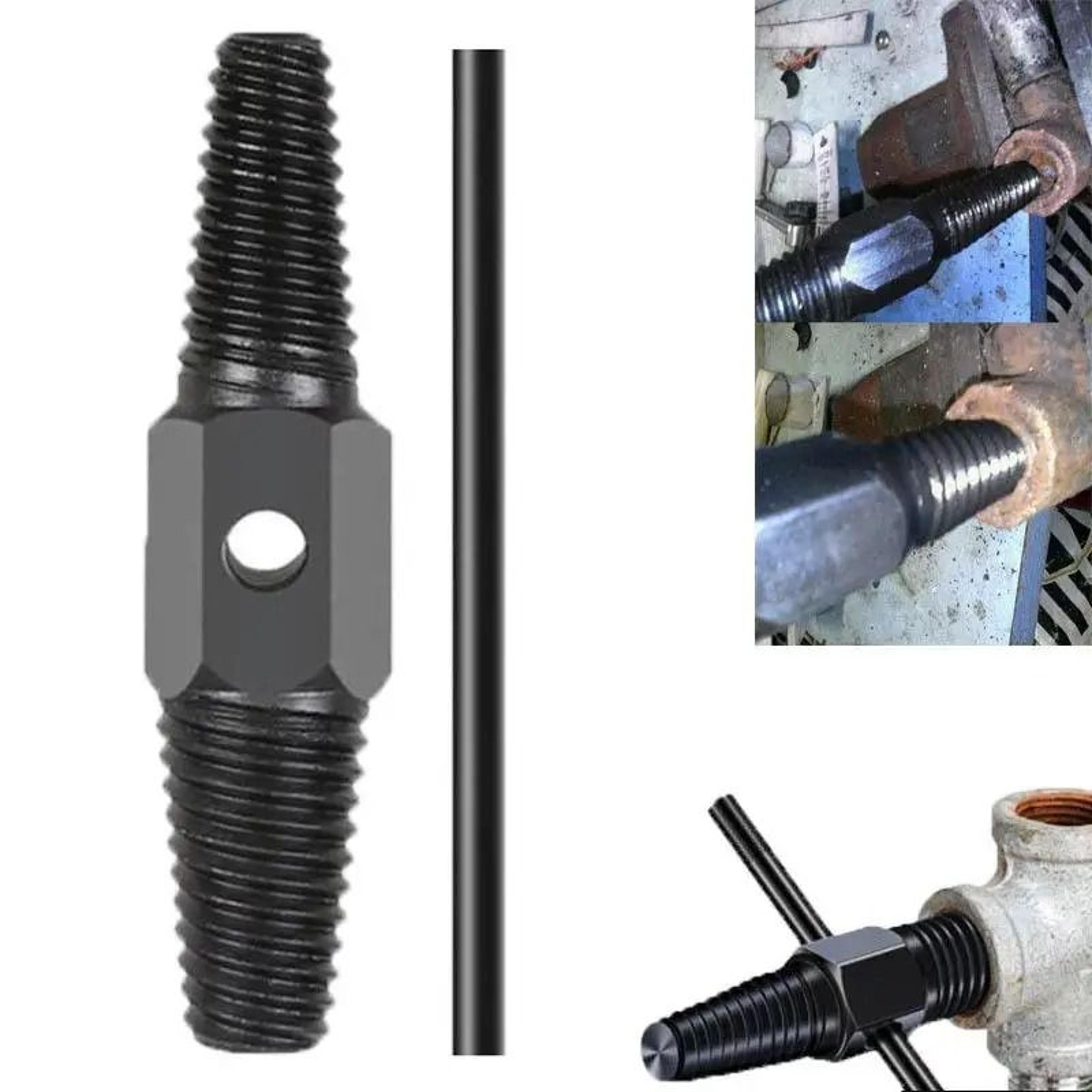 double-ended broken water pipe extractor and screw removal tool for damaged plumbing threads