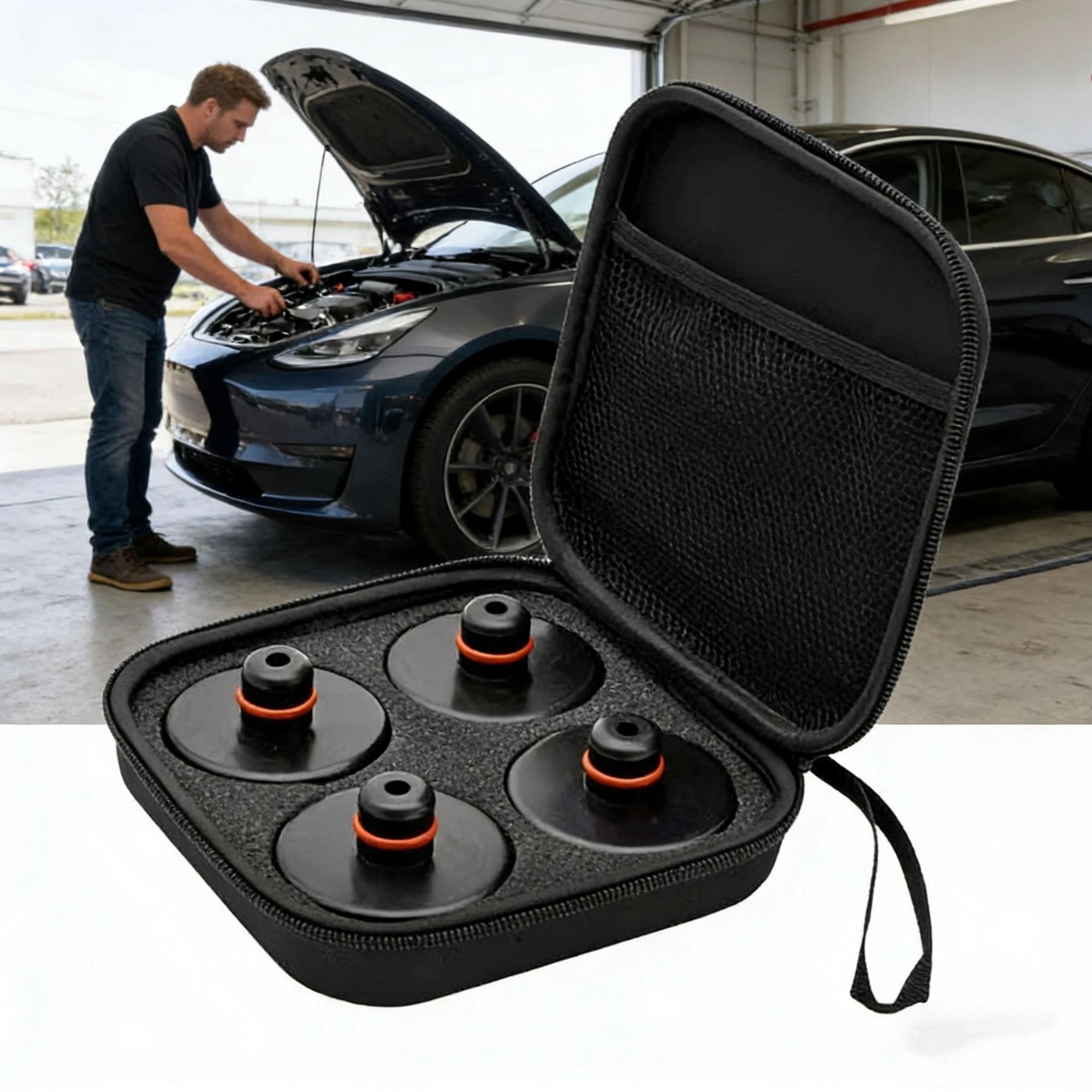 4pcs heavy-duty rubber jack pad lift pucks for tesla models