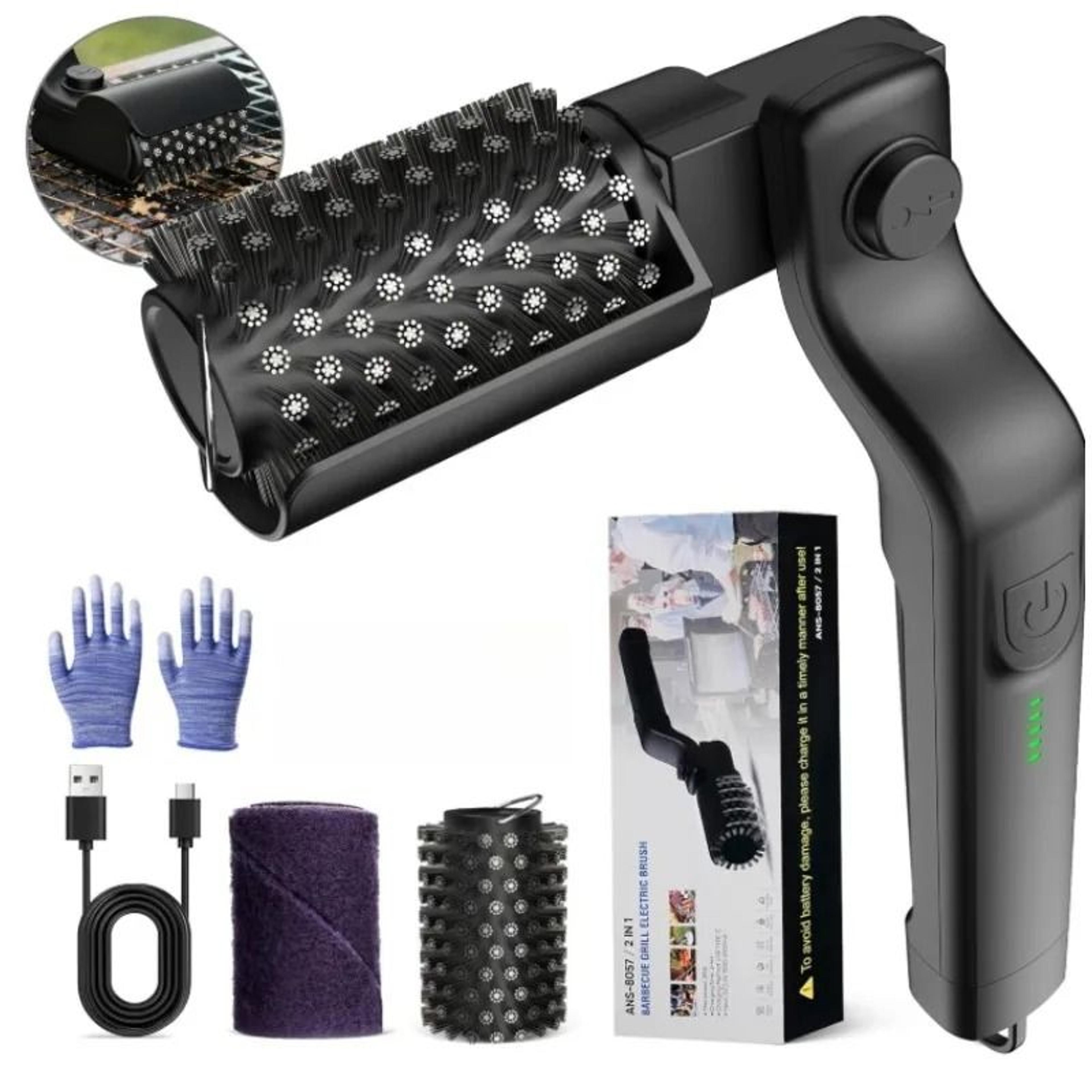 rechargeable electric bbq grill cleaning brush with 180° adjustable head