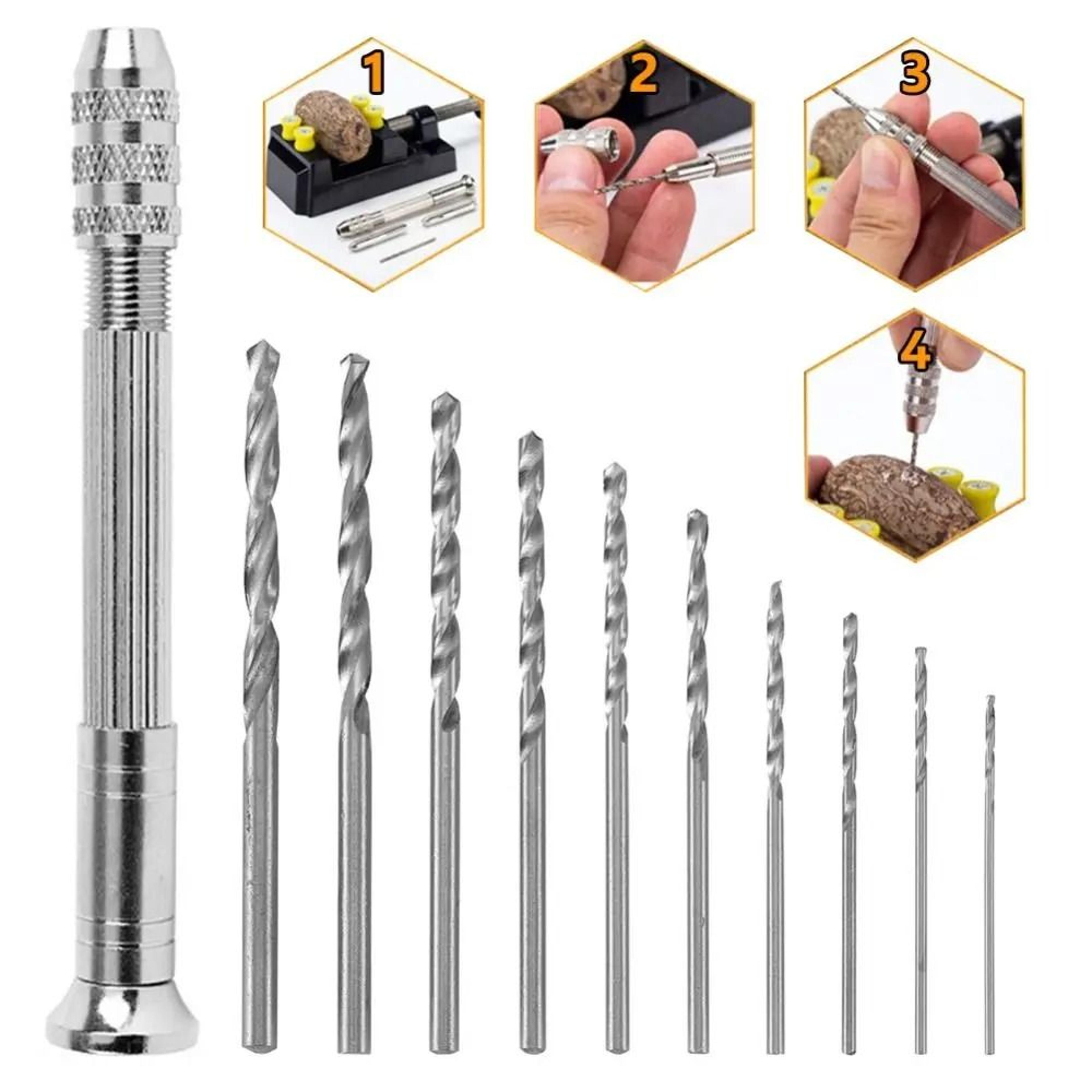 11-piece manual mini twist hand drill and bit set