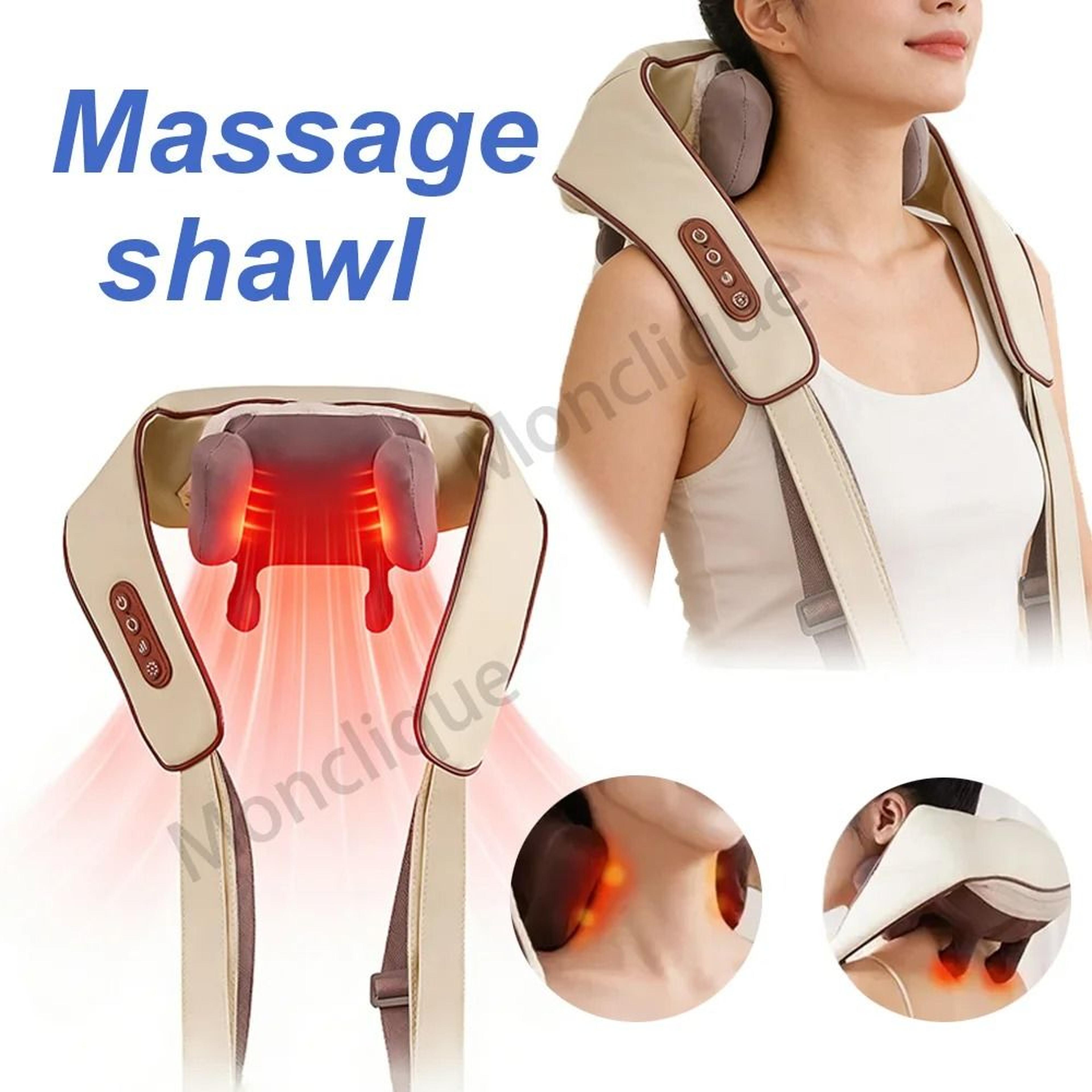 electric neck and trapezius muscle massager with heat and kneading