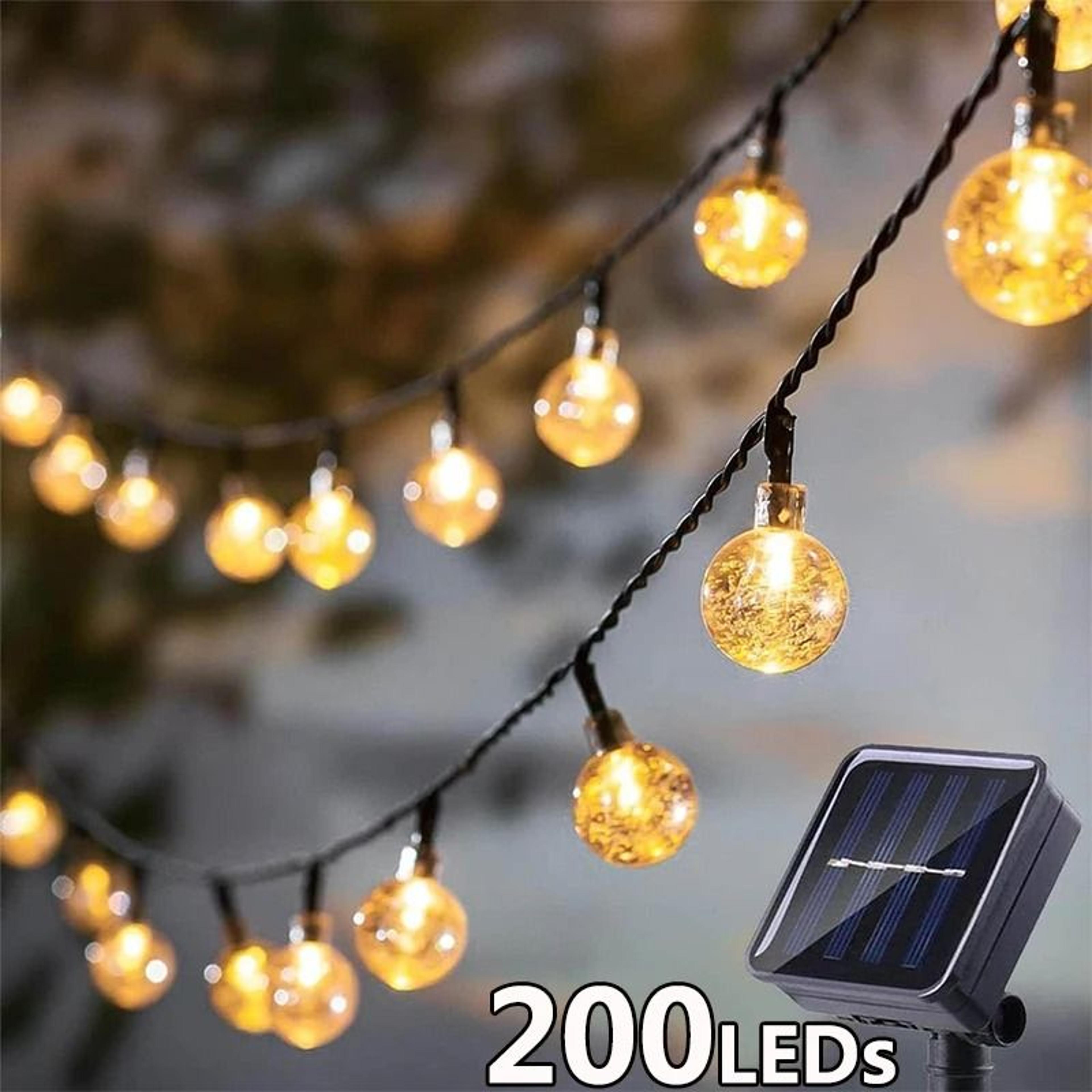 solar outdoor crystal ball string lights waterproof fairy garland for garden patio