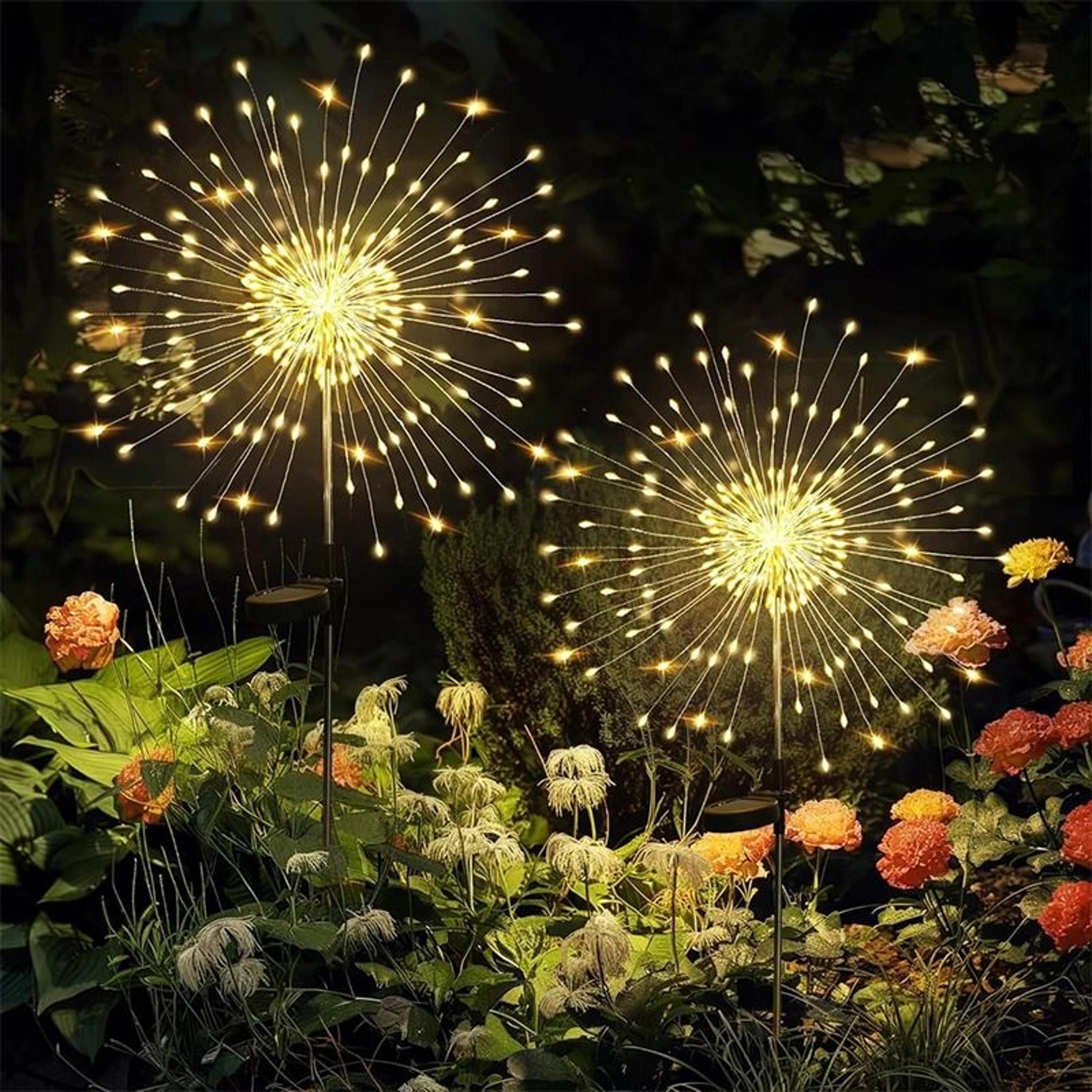 solar outdoor firework fairy light waterproof garden lawn pathway decoration