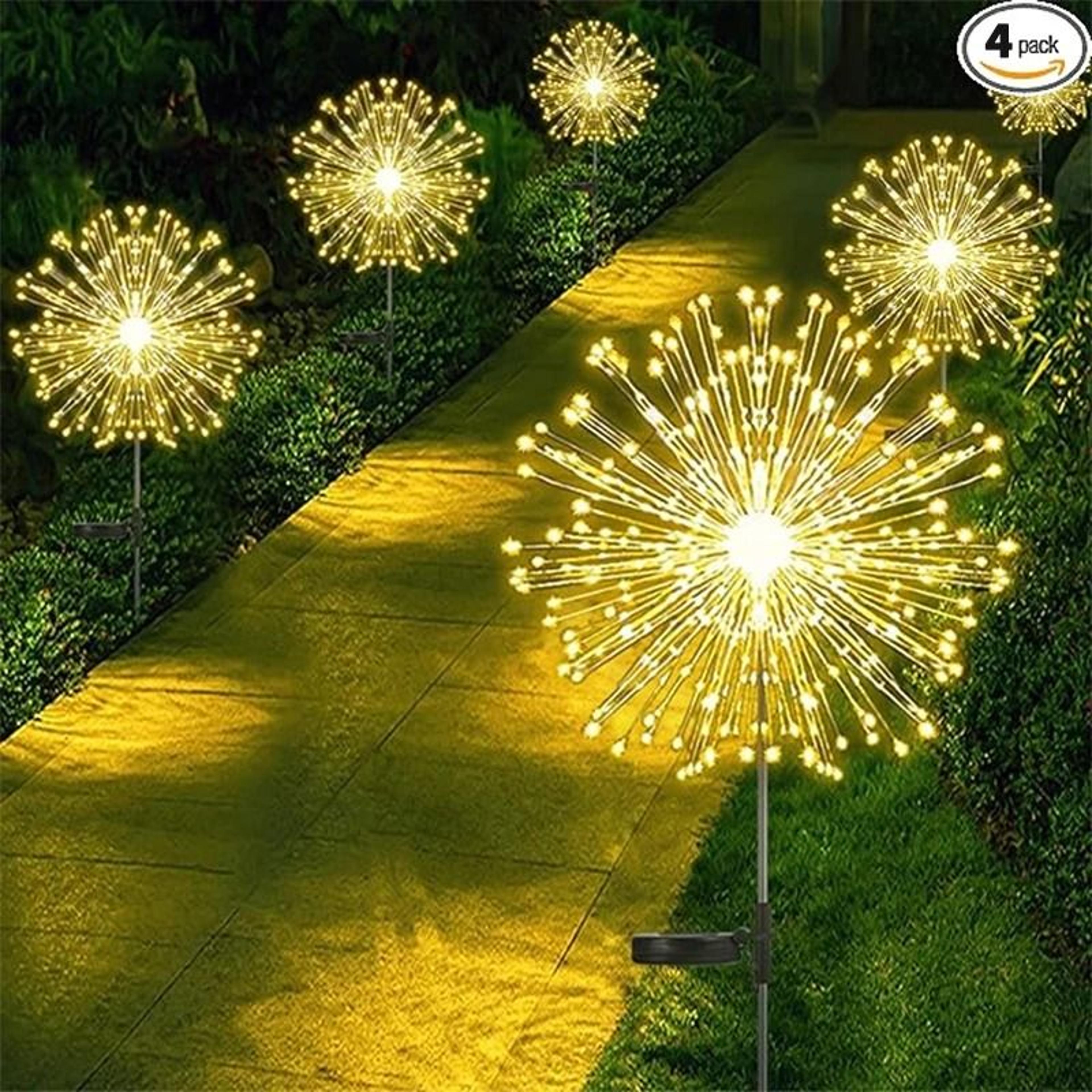 solar firework garden lights outdoor waterproof starburst pathway stake lights