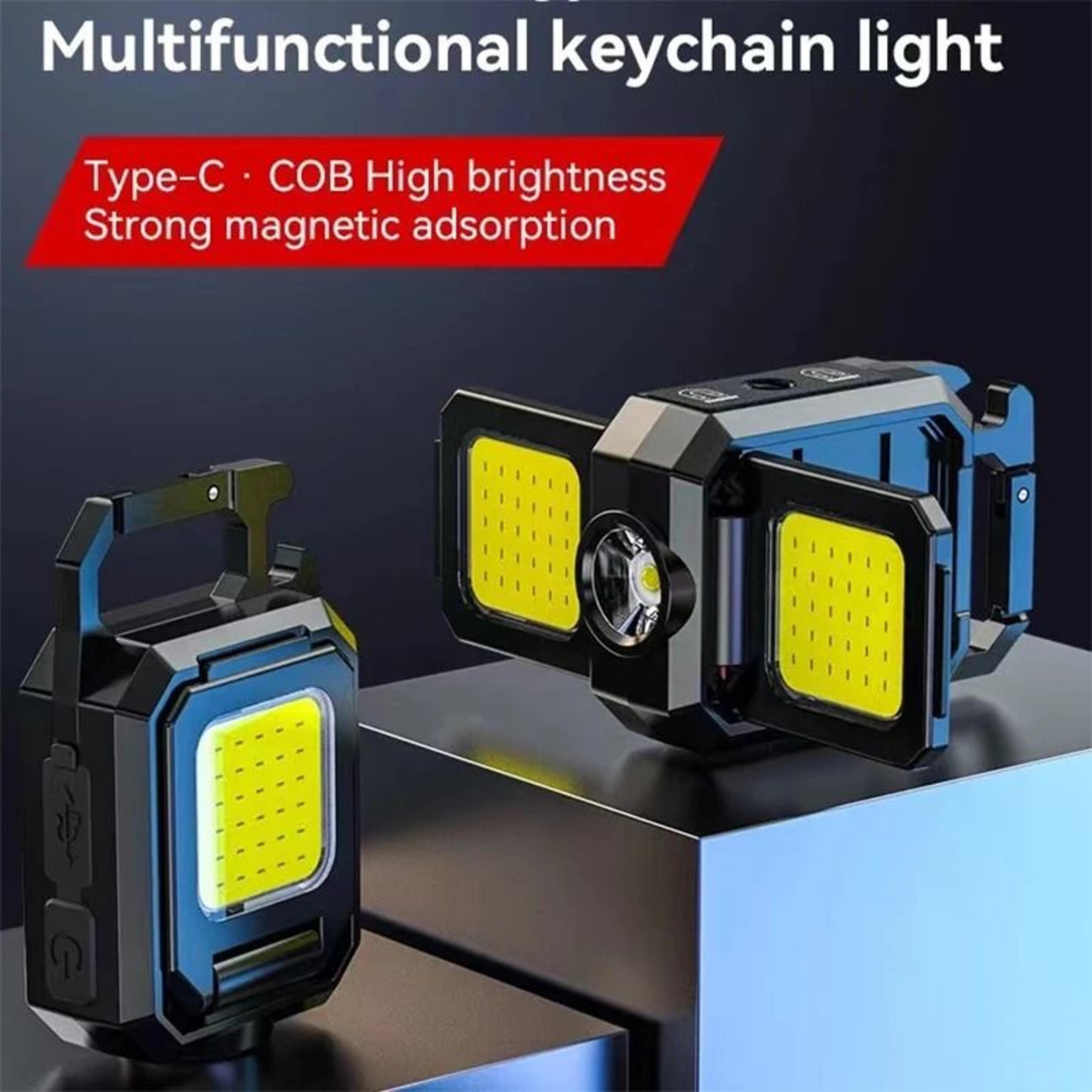 portable mini cob led keychain work light 90 degree foldable magnetic rechargeable torch