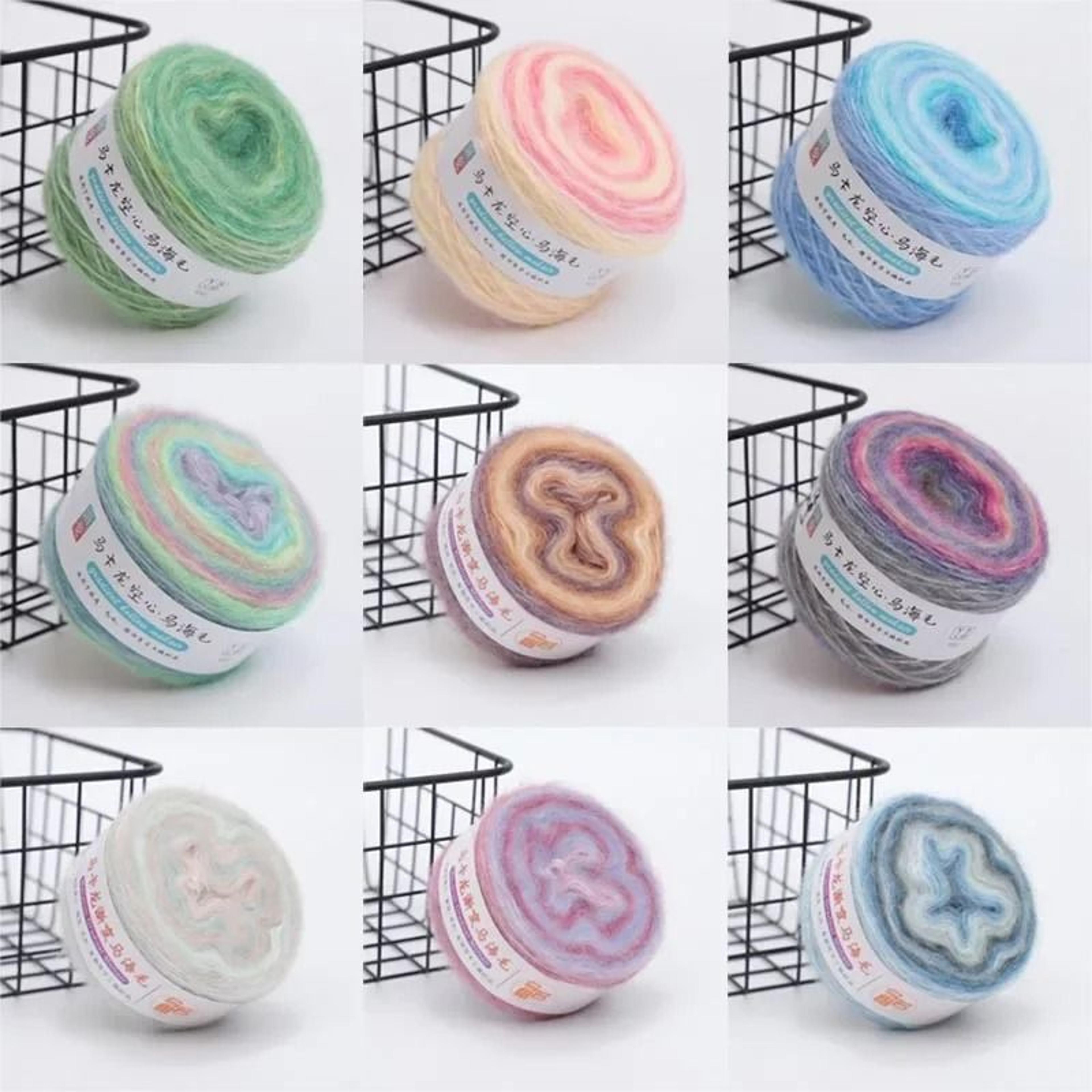 gradient colorful mohair rainbow yarn 50g 200m hand-woven soft knitting thread