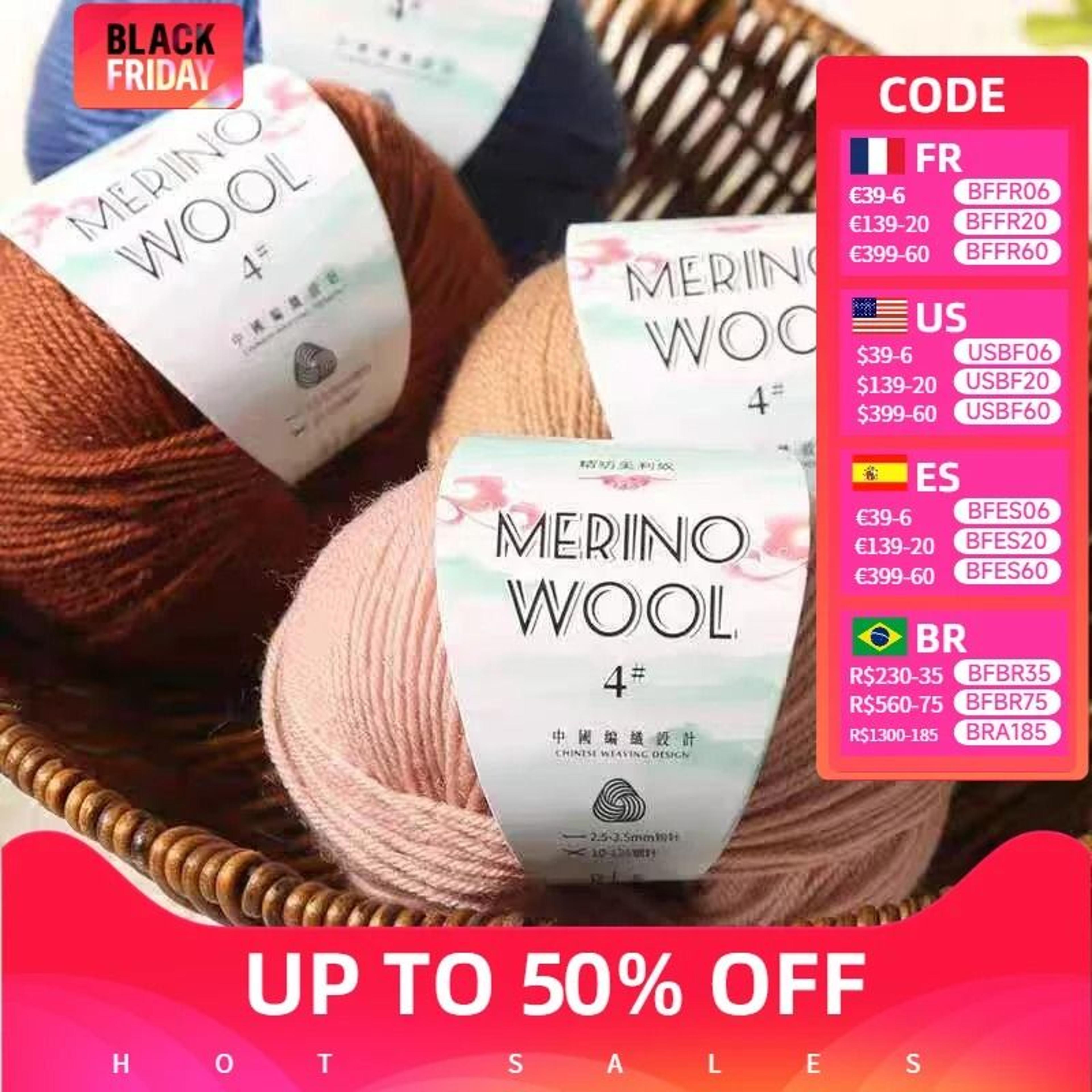 50g coarse merino wool yarn ball soft cozy hand knitting thread for sweaters and scarves