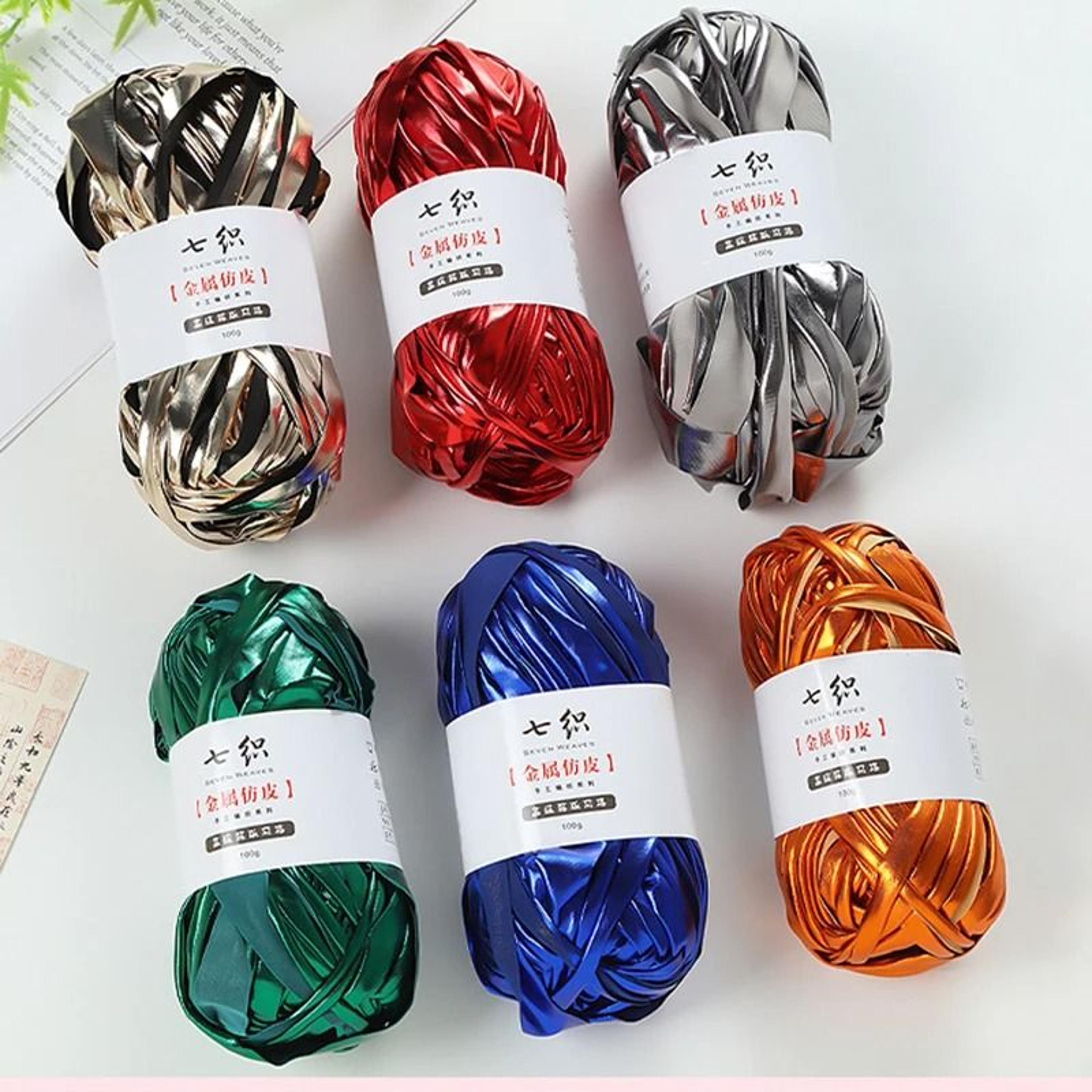 100m metallic t-shirt yarn fabric cloth thread for diy crochet bags and cushions