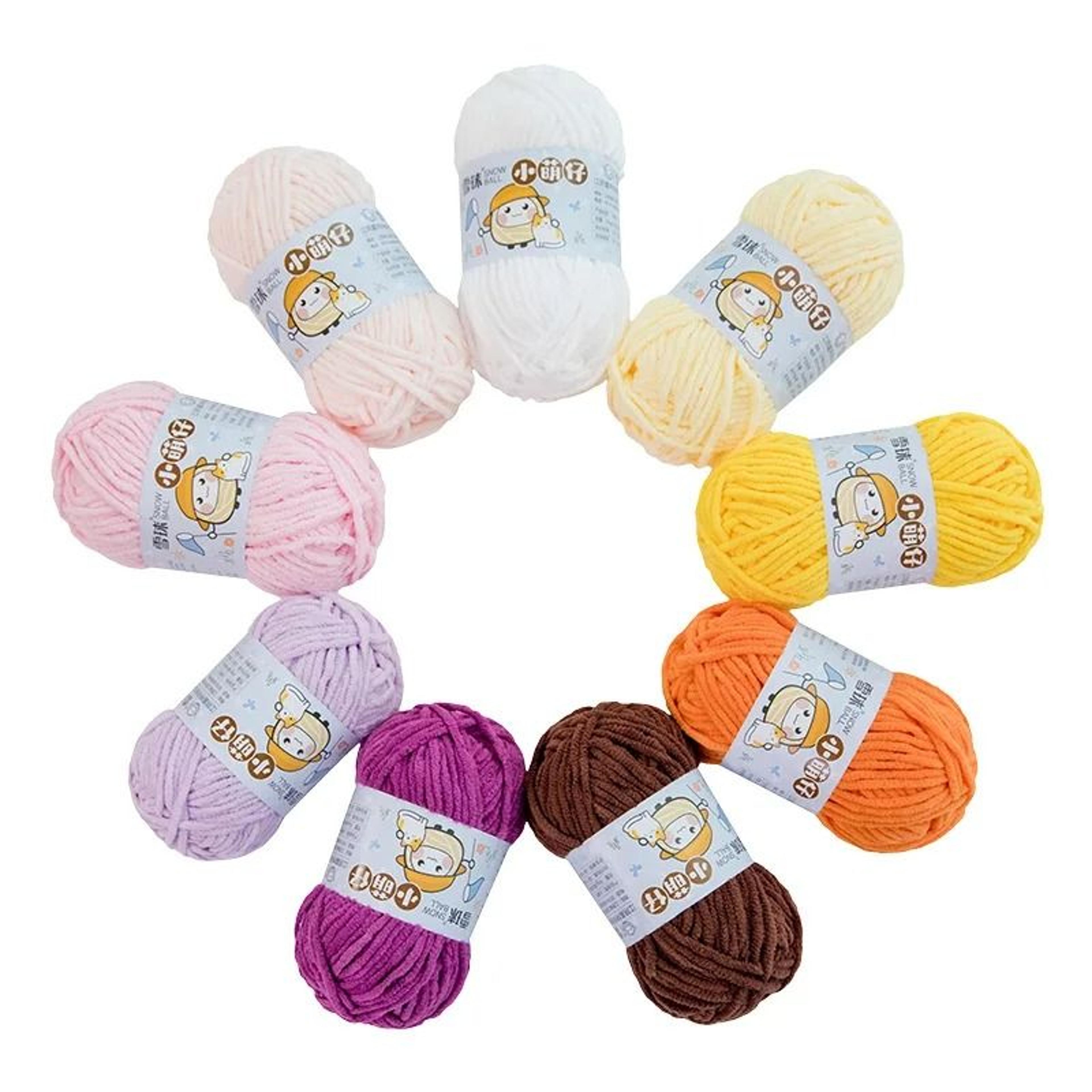 rainbow color thick velvet yarn 50g ball soft chenille crochet stripe thread for scarves and hats