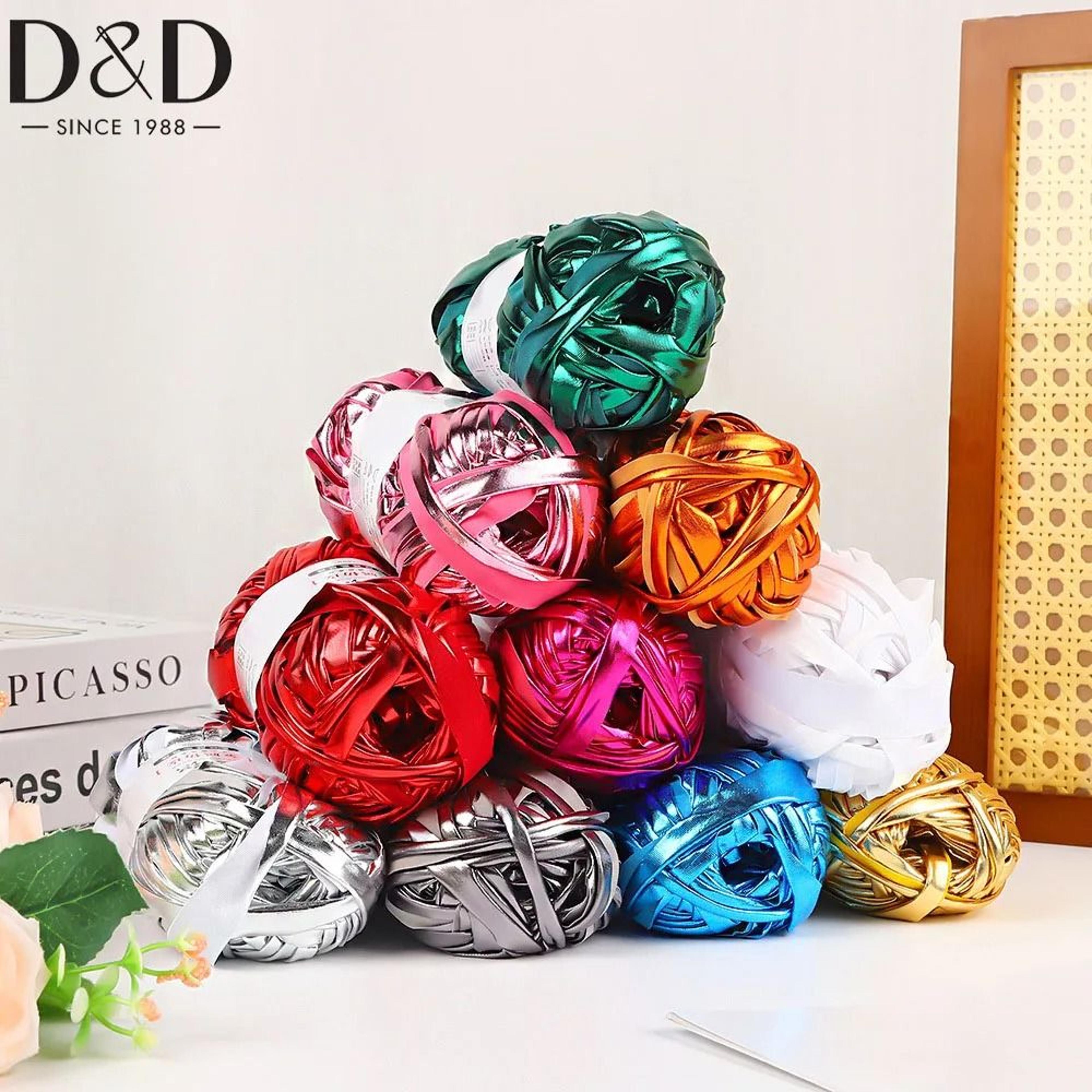 d&d metallic t-shirt yarn 100m roll glossy cloth thread for diy crochet bags and cushions