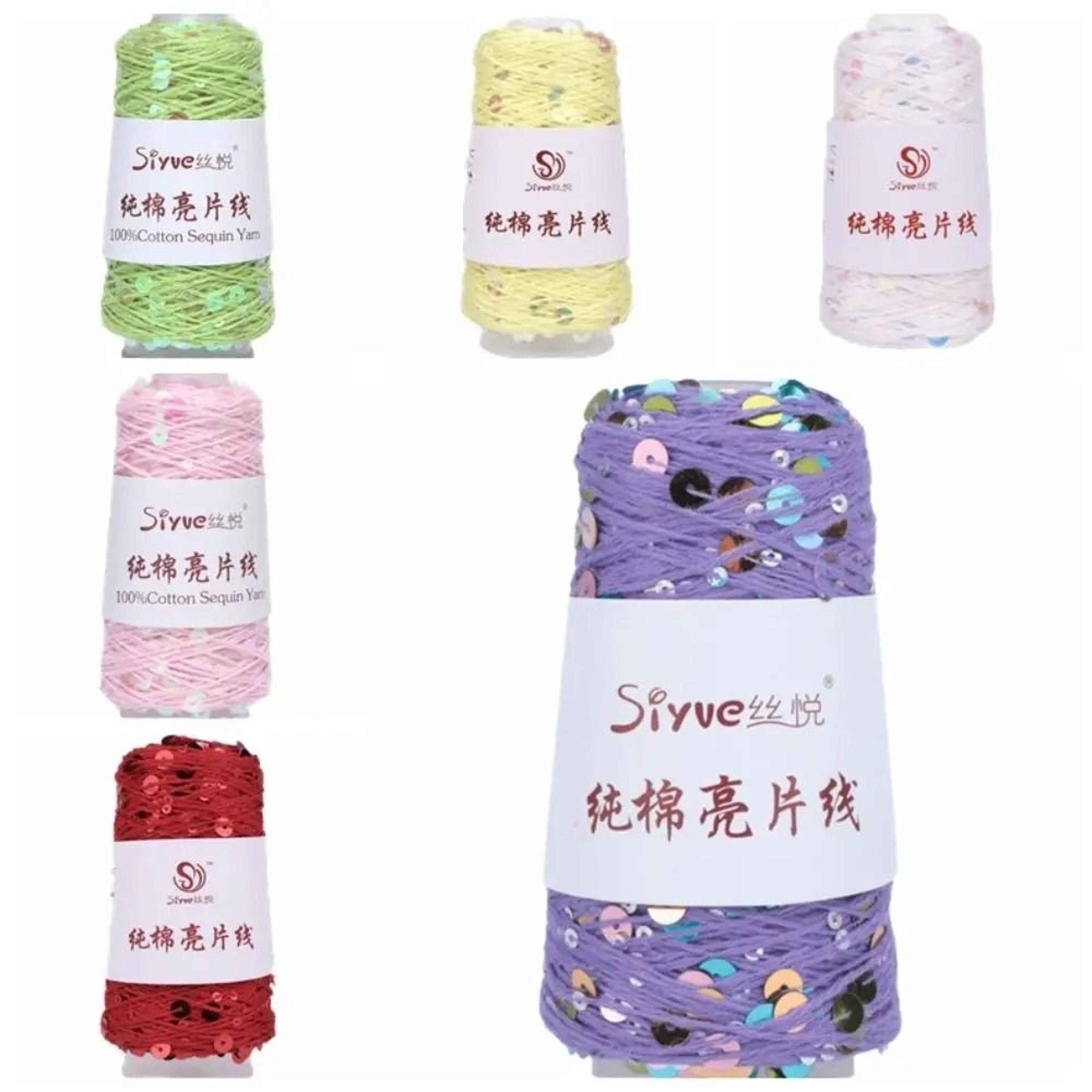 pure cotton beaded sequin yarn spool decorative hand knitting thread for diy accessories
