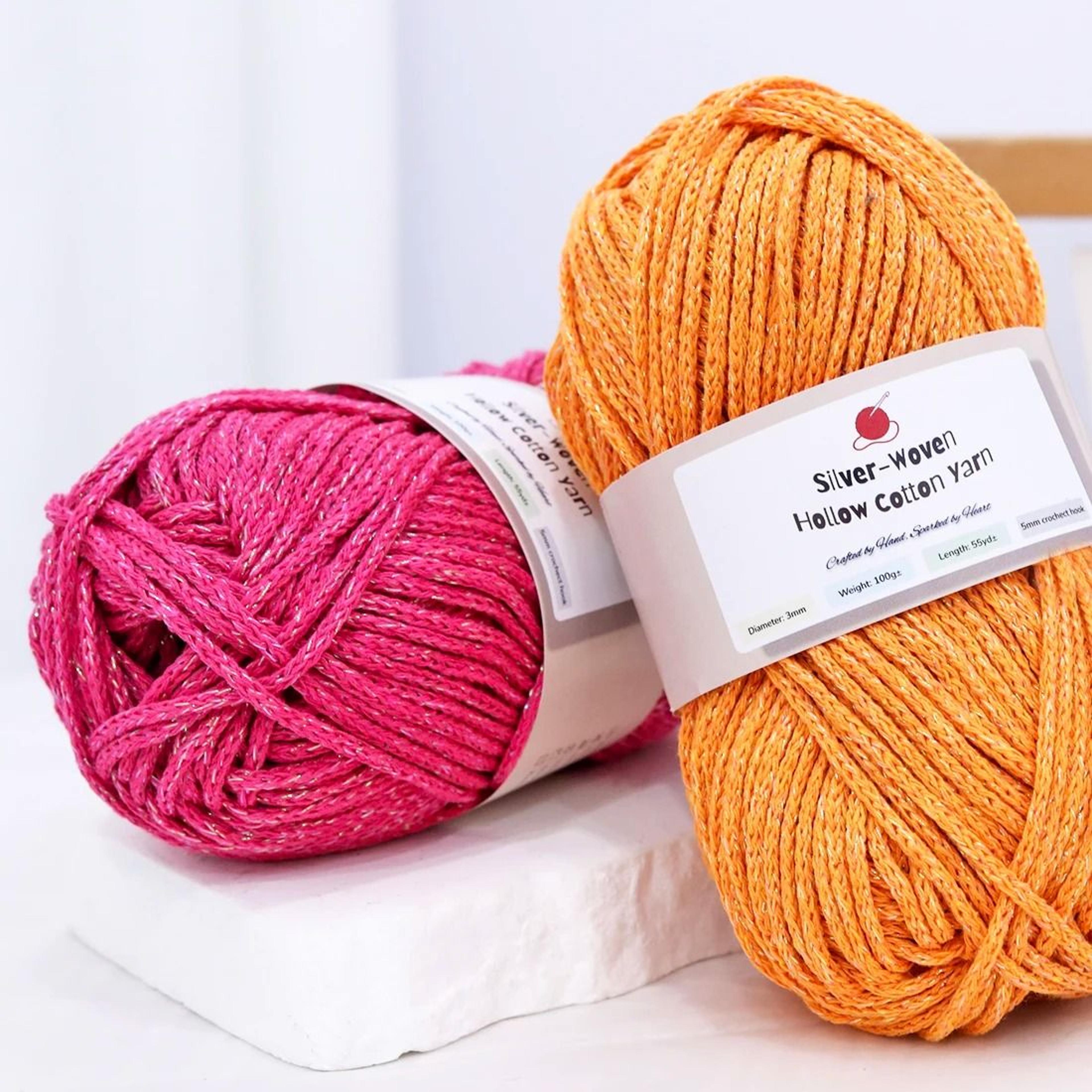 4-pack 400g colorful shiny hollow cotton yarn 100g roll for diy crochet bags hats cushions and placemats