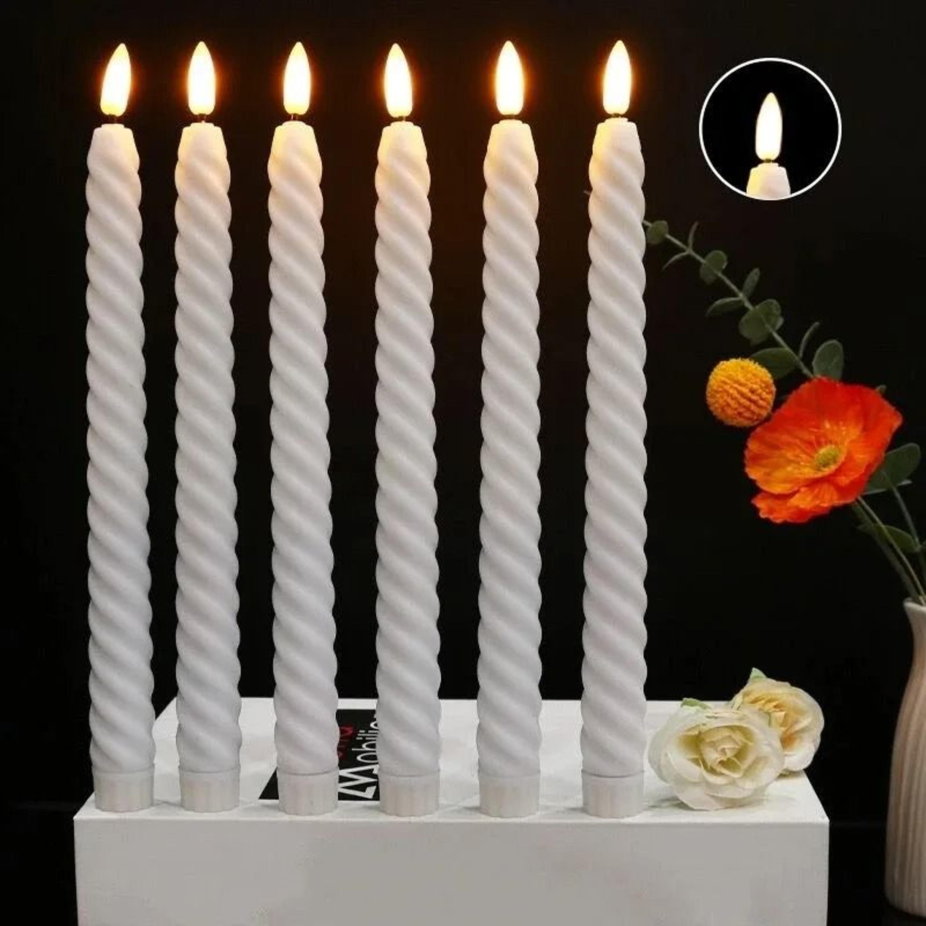 flameless spiral led taper candle battery-powered flickering light for christmas weddings and romantic gifts