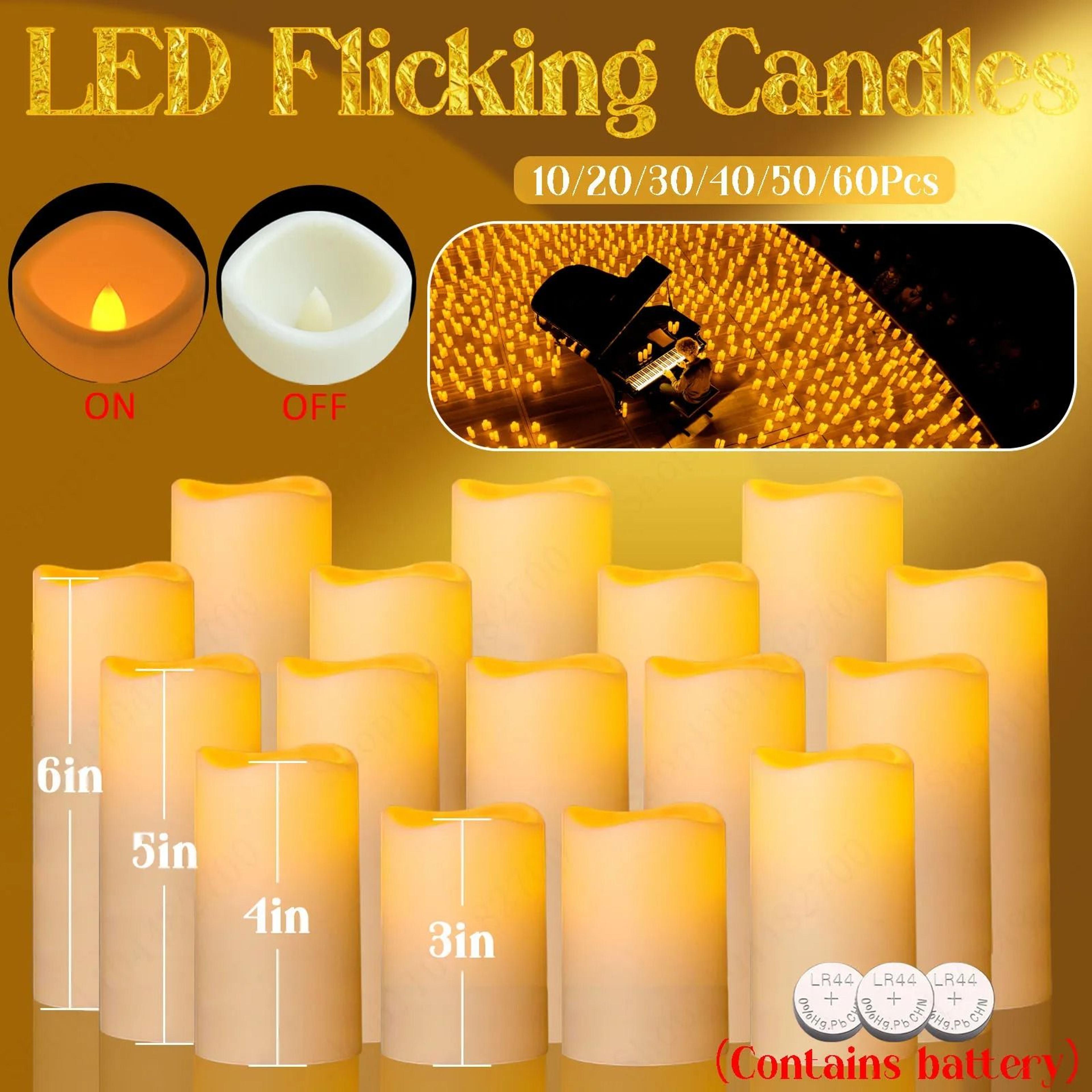 10 to 60 pcs led flameless pillar candles flickering candlelight set for weddings concerts and party decor