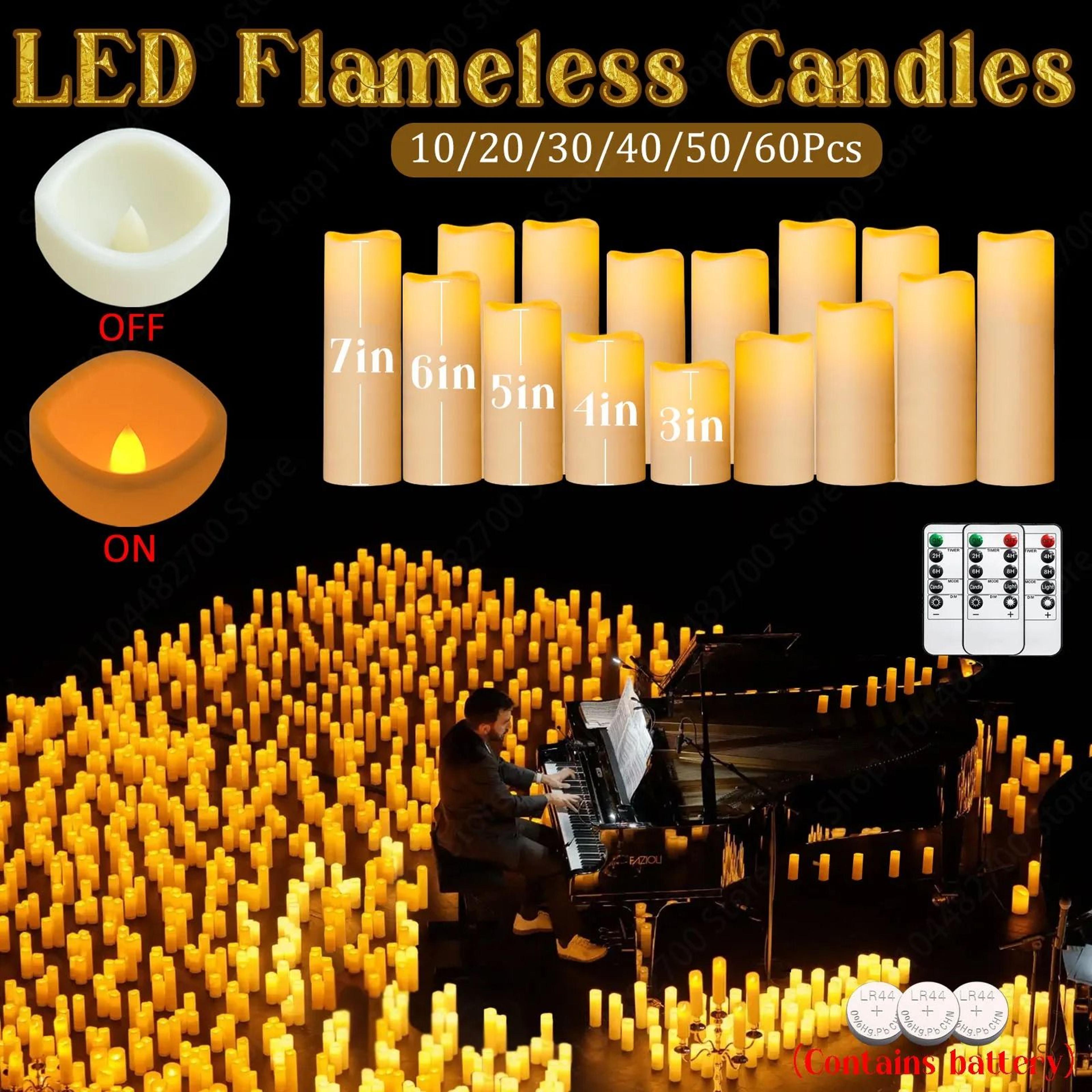 10 to 60 pcs 3 to 7 inch led flameless pillar candles flickering candlelight set for weddings concerts and party decor