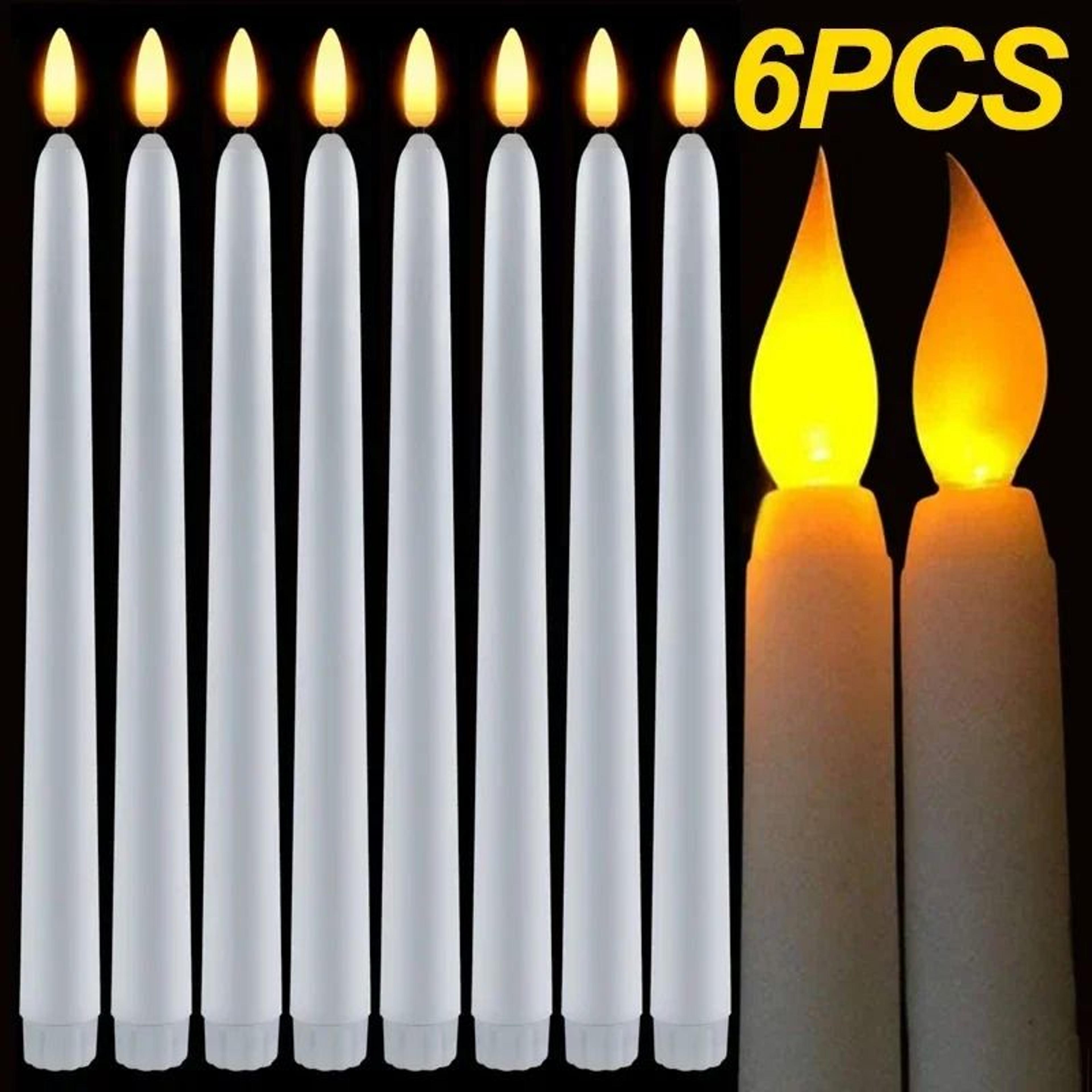 3 or 6 pcs led flameless taper candles battery powered flickering long candlesticks set for wedding and home decor