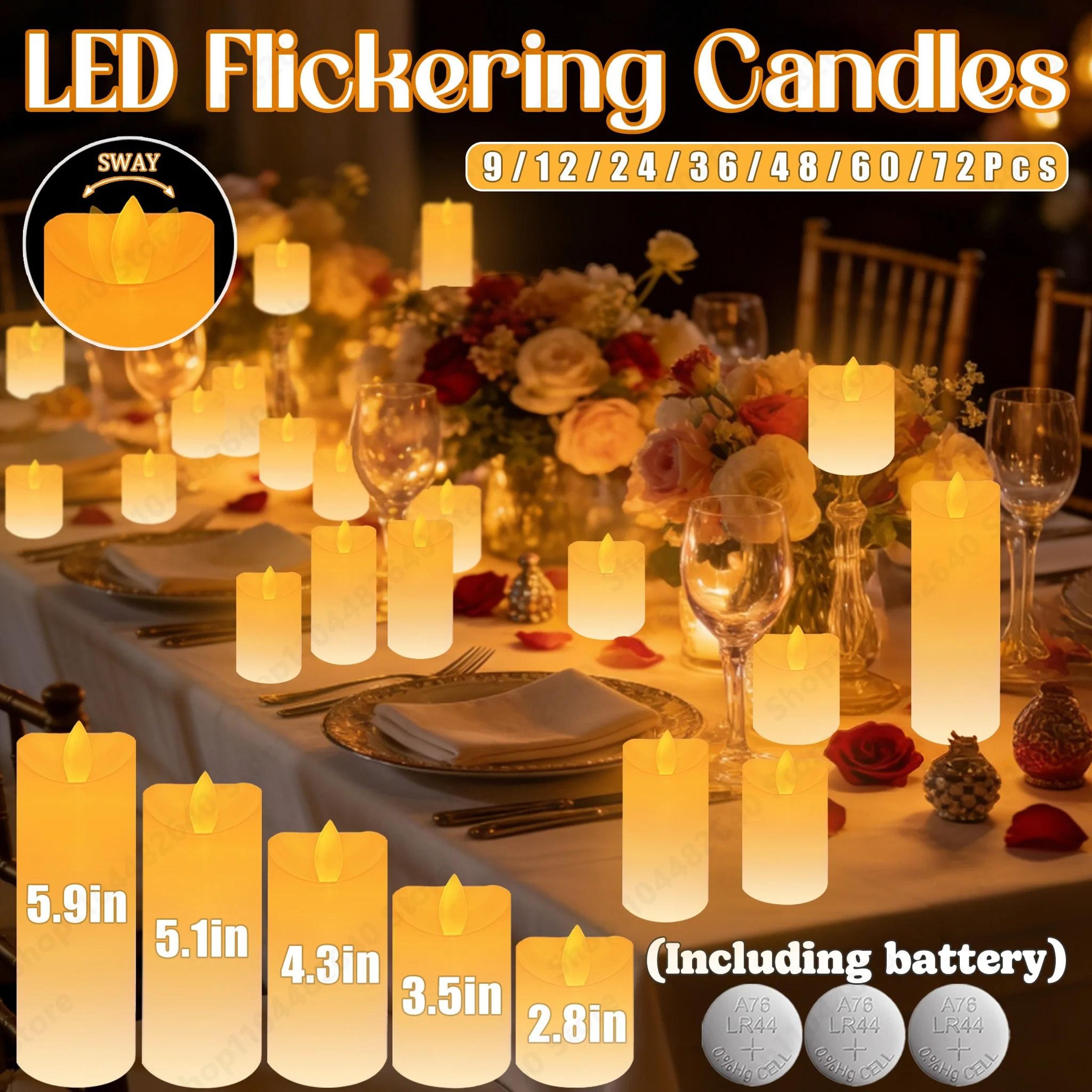 9 to 72 pcs flameless led candles dancing flame flickering battery operated candle set