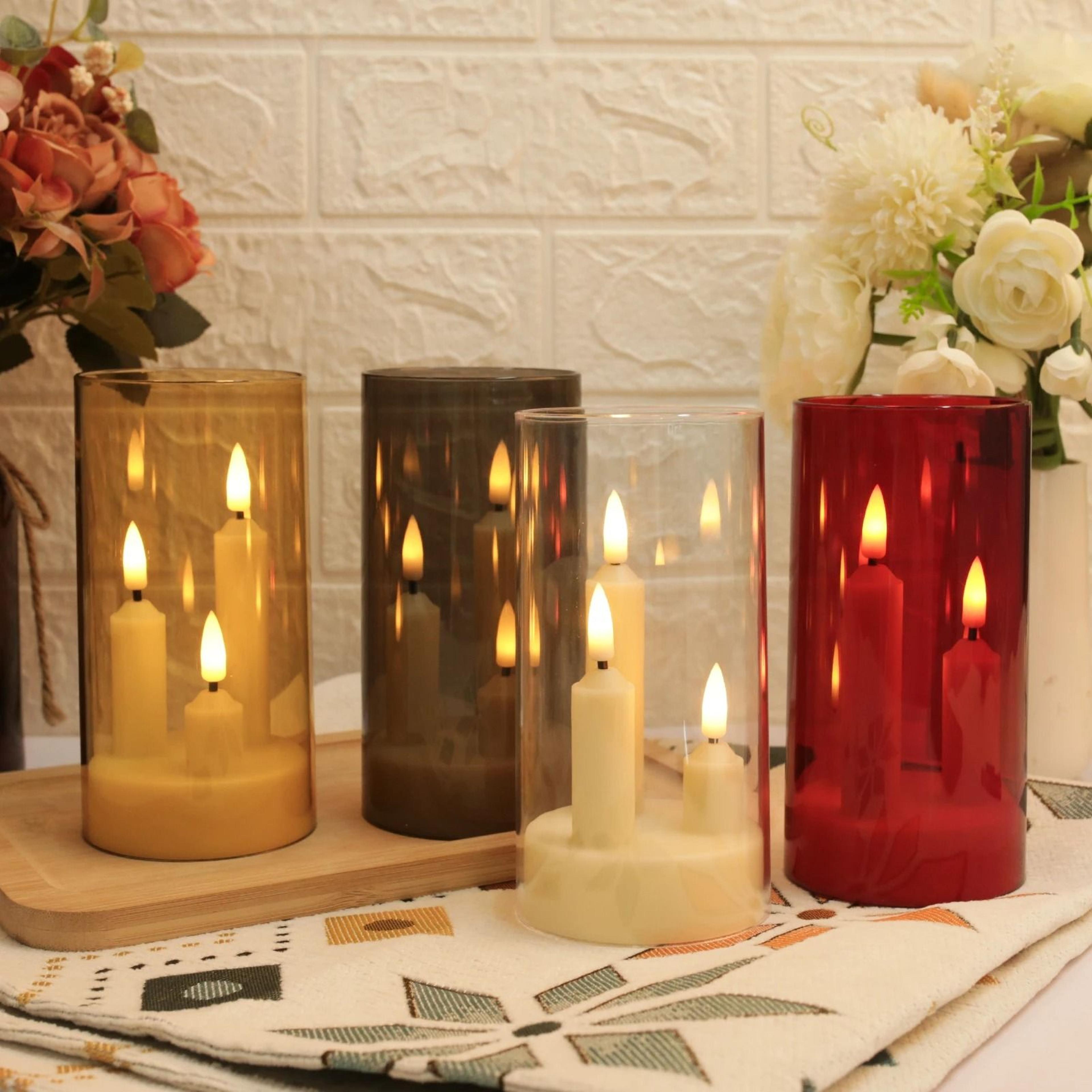 led taper candle flameless battery tea lights with acrylic lampshade electronic lamp for wedding home decor