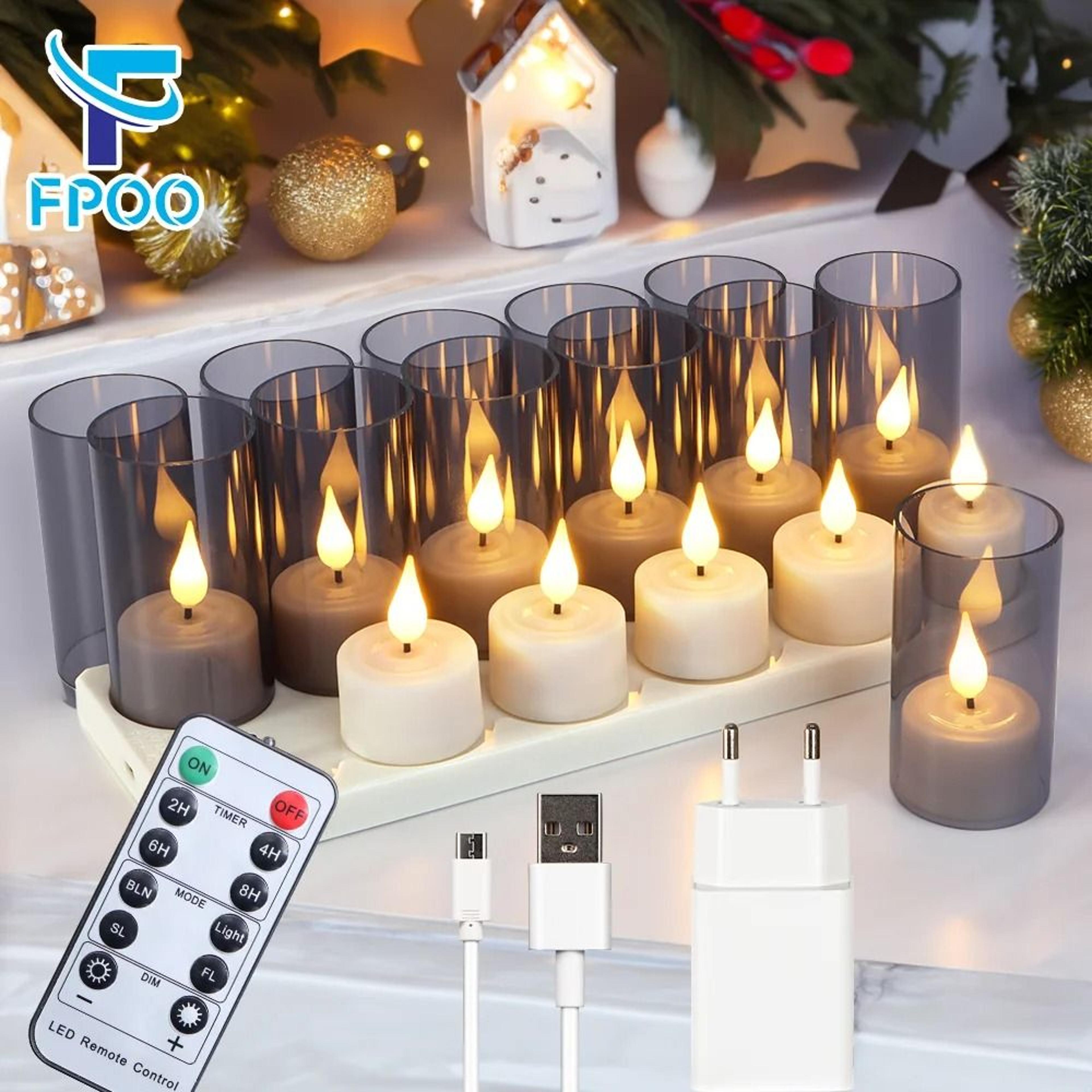 rechargeable led flameless candle set with timer remote and black votive cups for indoor home decor