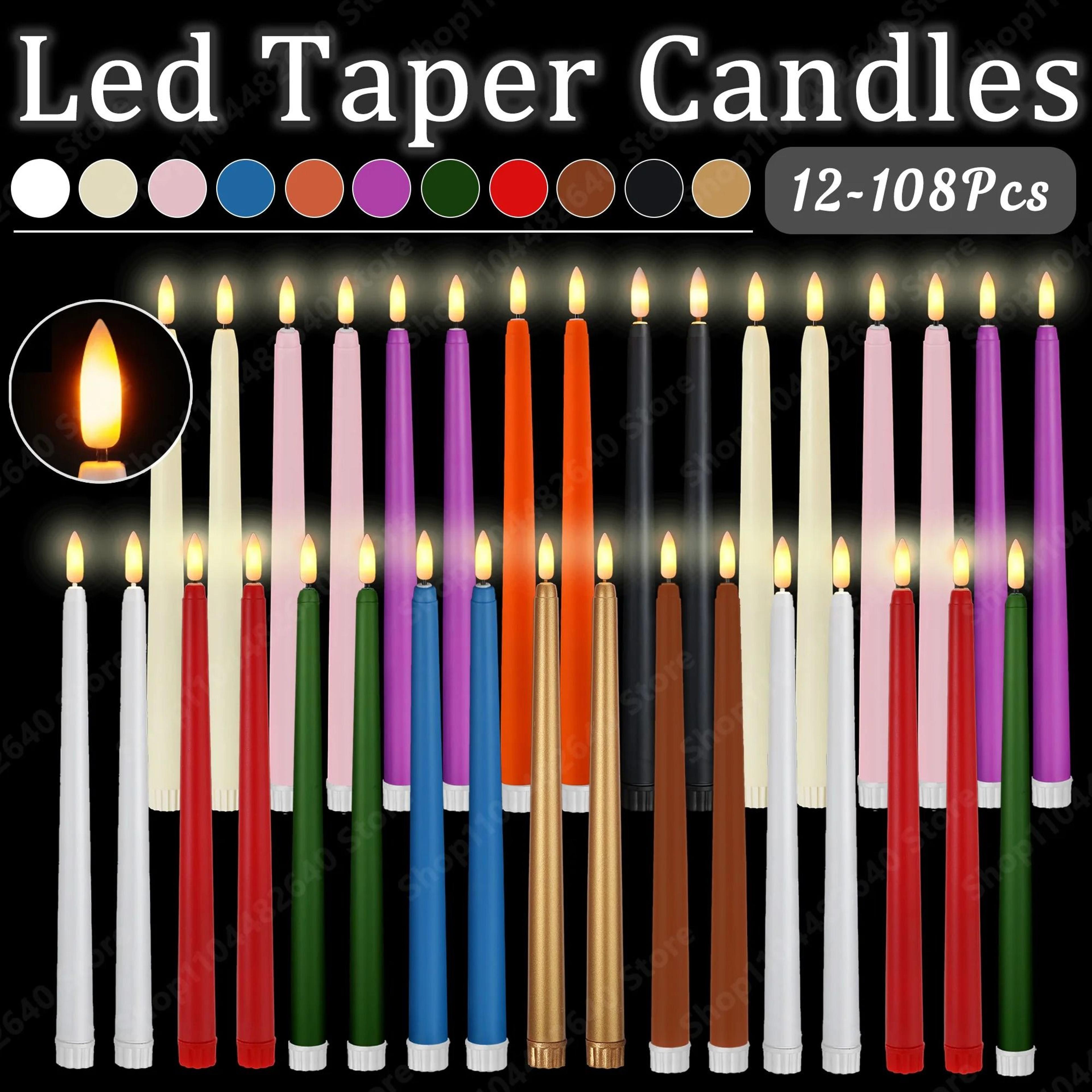 12 to 108 pcs flameless led taper candles flickering electric faux candlesticks for wedding church decor