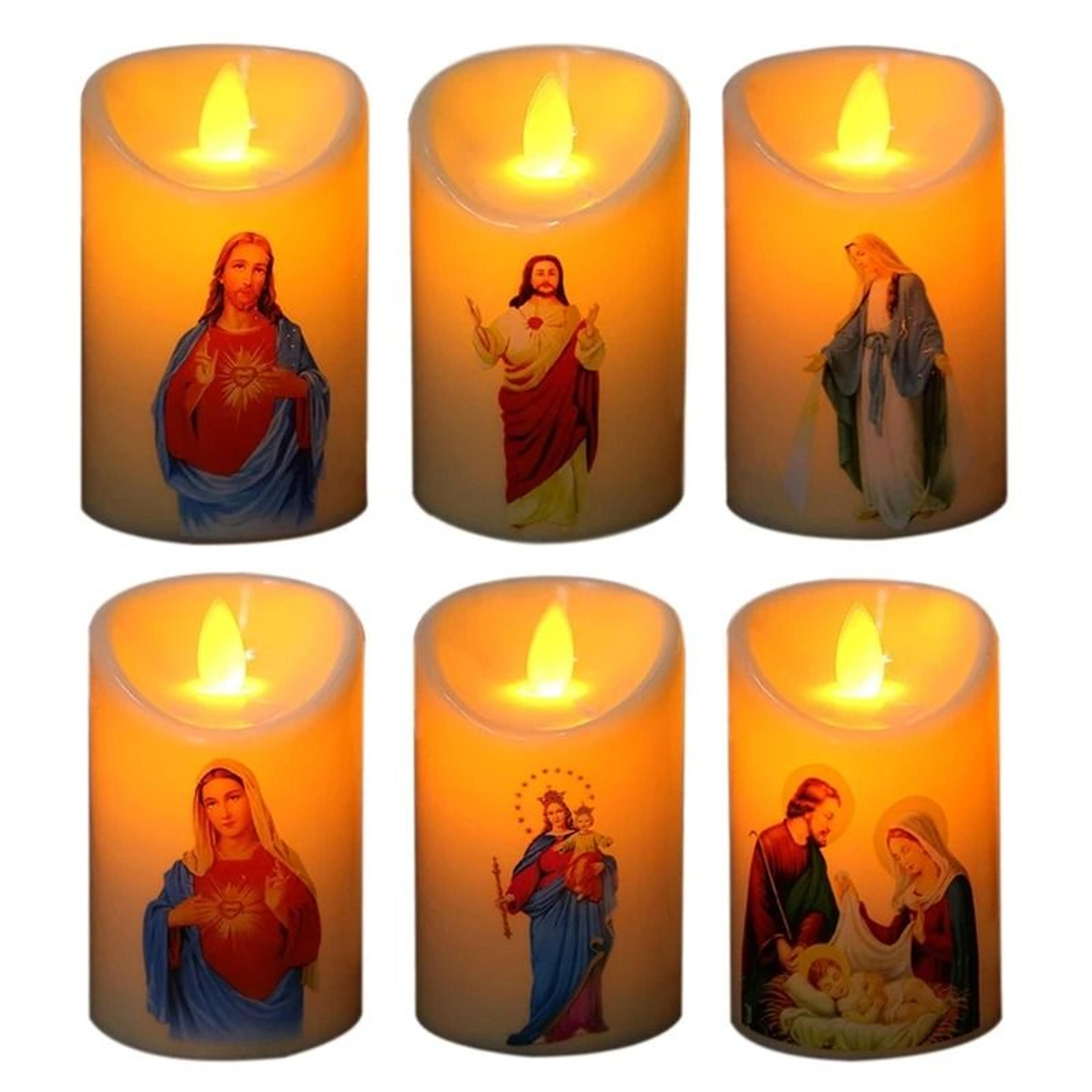jesus christ led flameless pillar candle battery operated religious light for home decor
