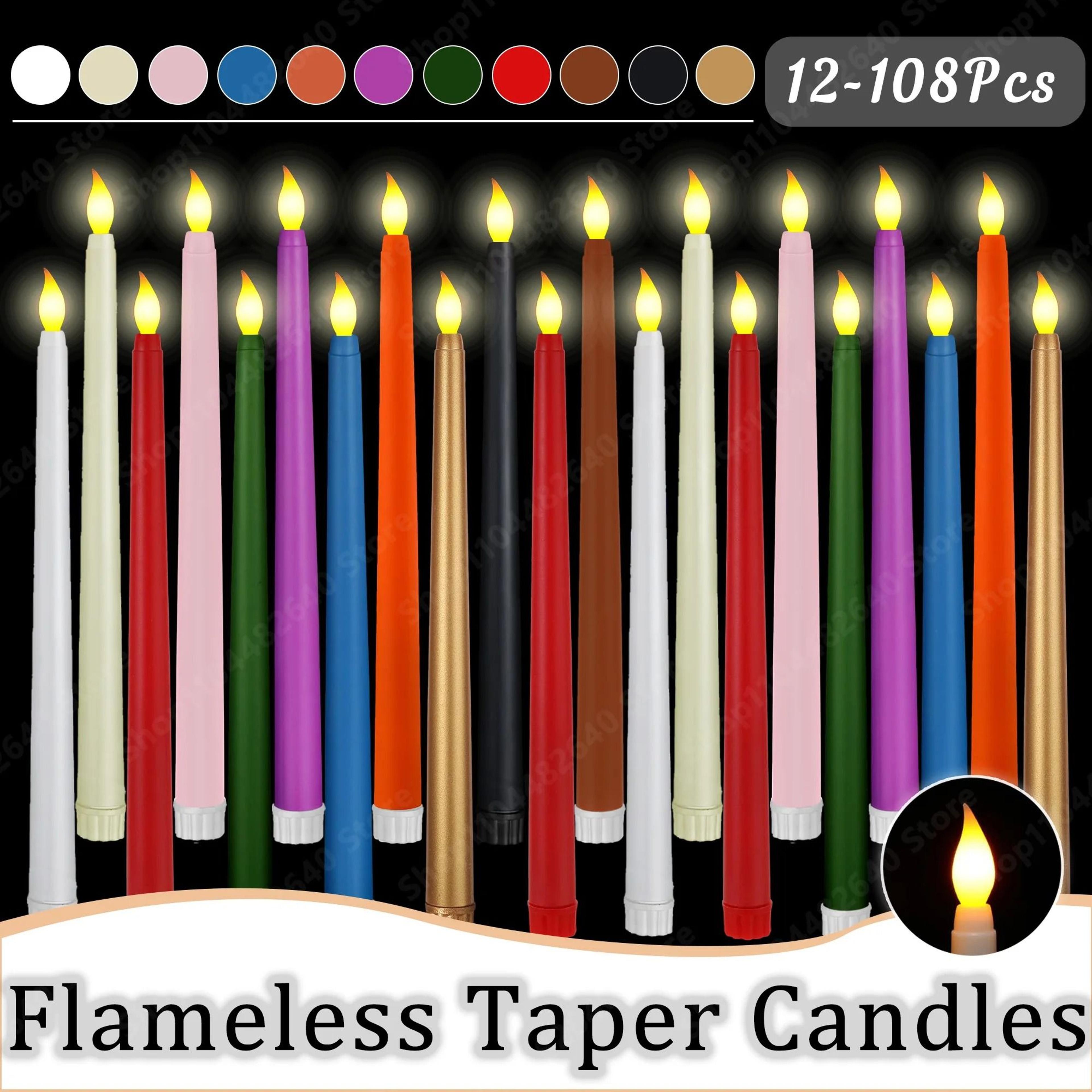 12 to 108 pcs wedding taper candles led flameless electric flickering dinner light set for halloween decor