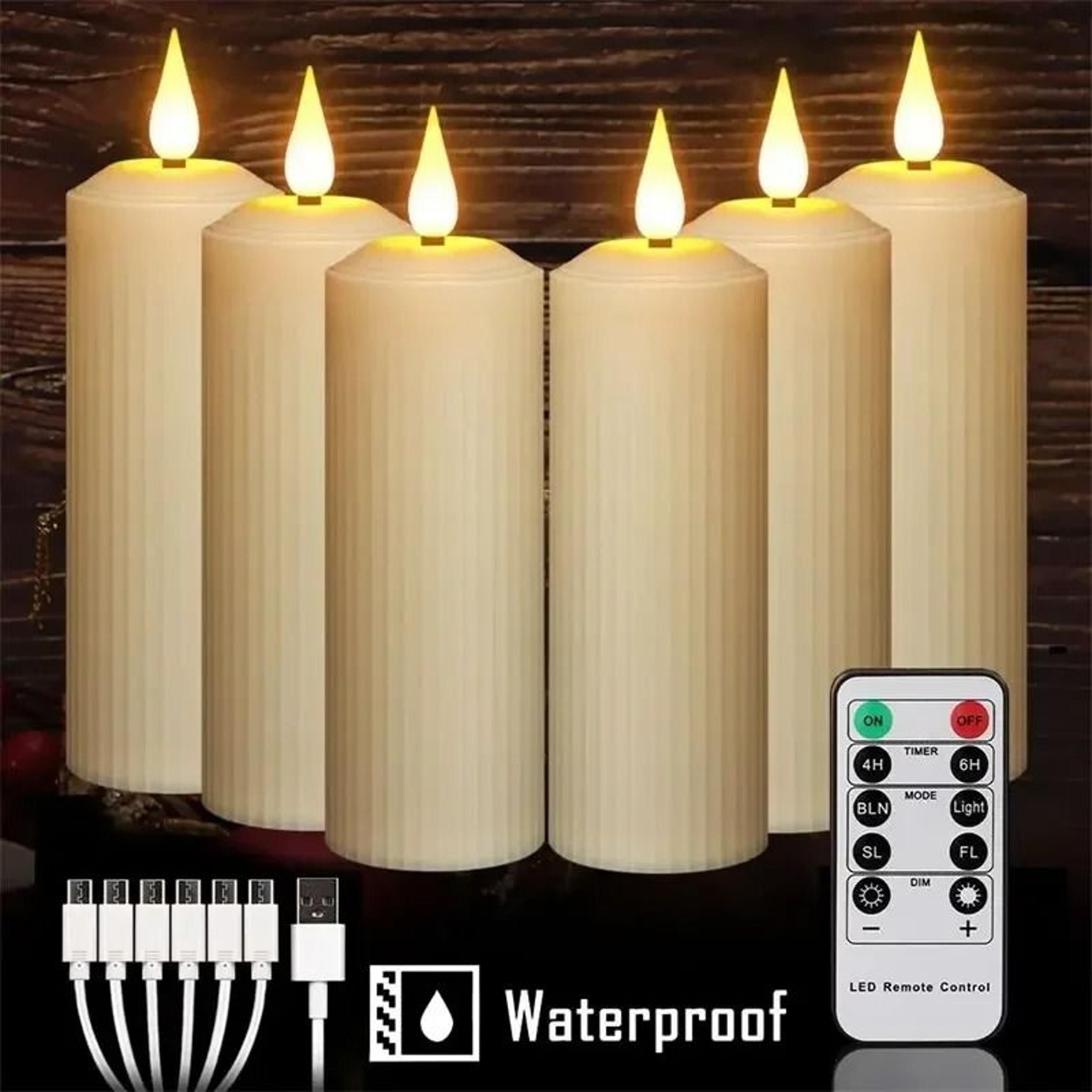 rechargeable outdoor waterproof led flameless candles with remote timer flickering tea lights for wedding decor
