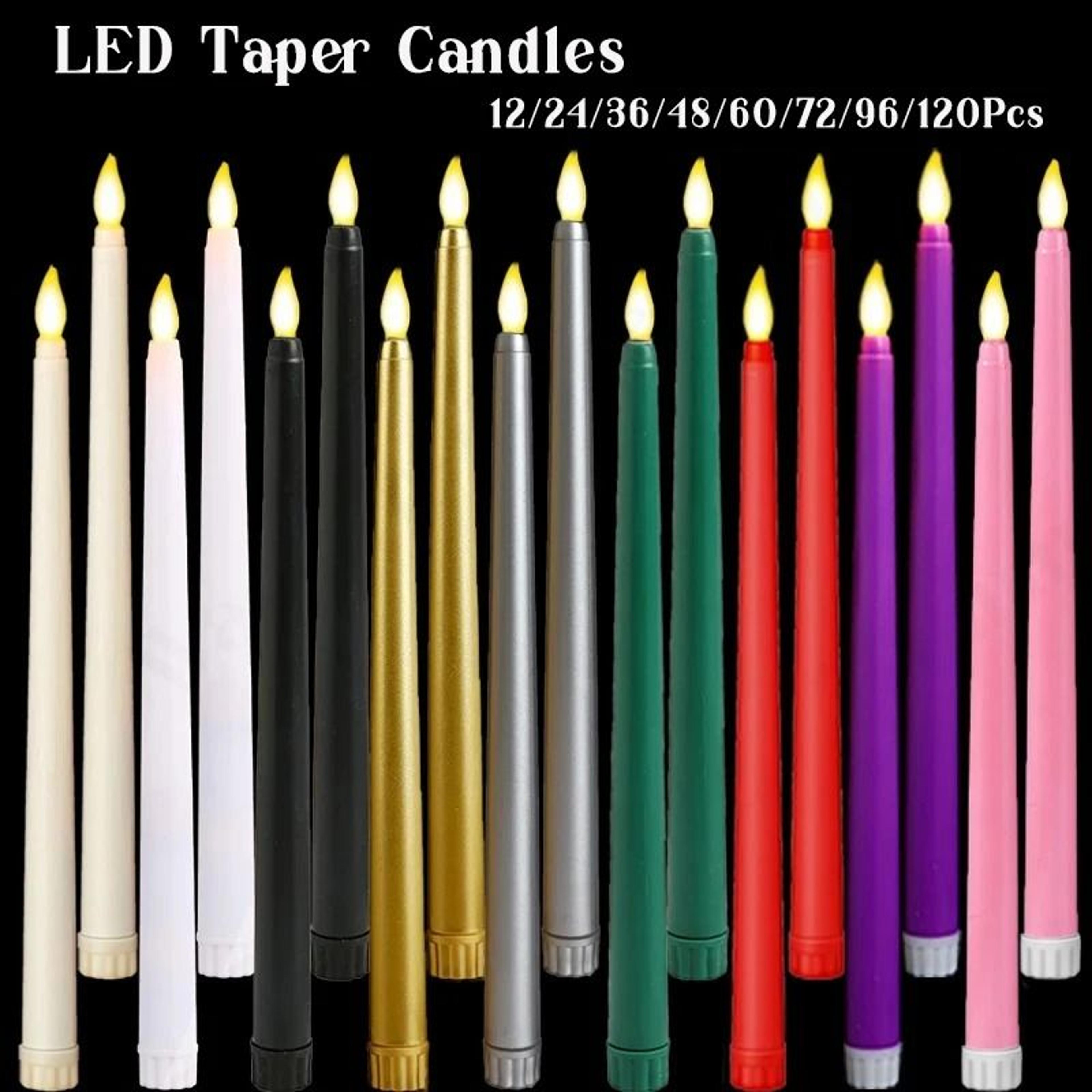 12 to 120 pcs 11 inch flameless led taper candles bulk 3d wick flickering battery lights for wedding decor