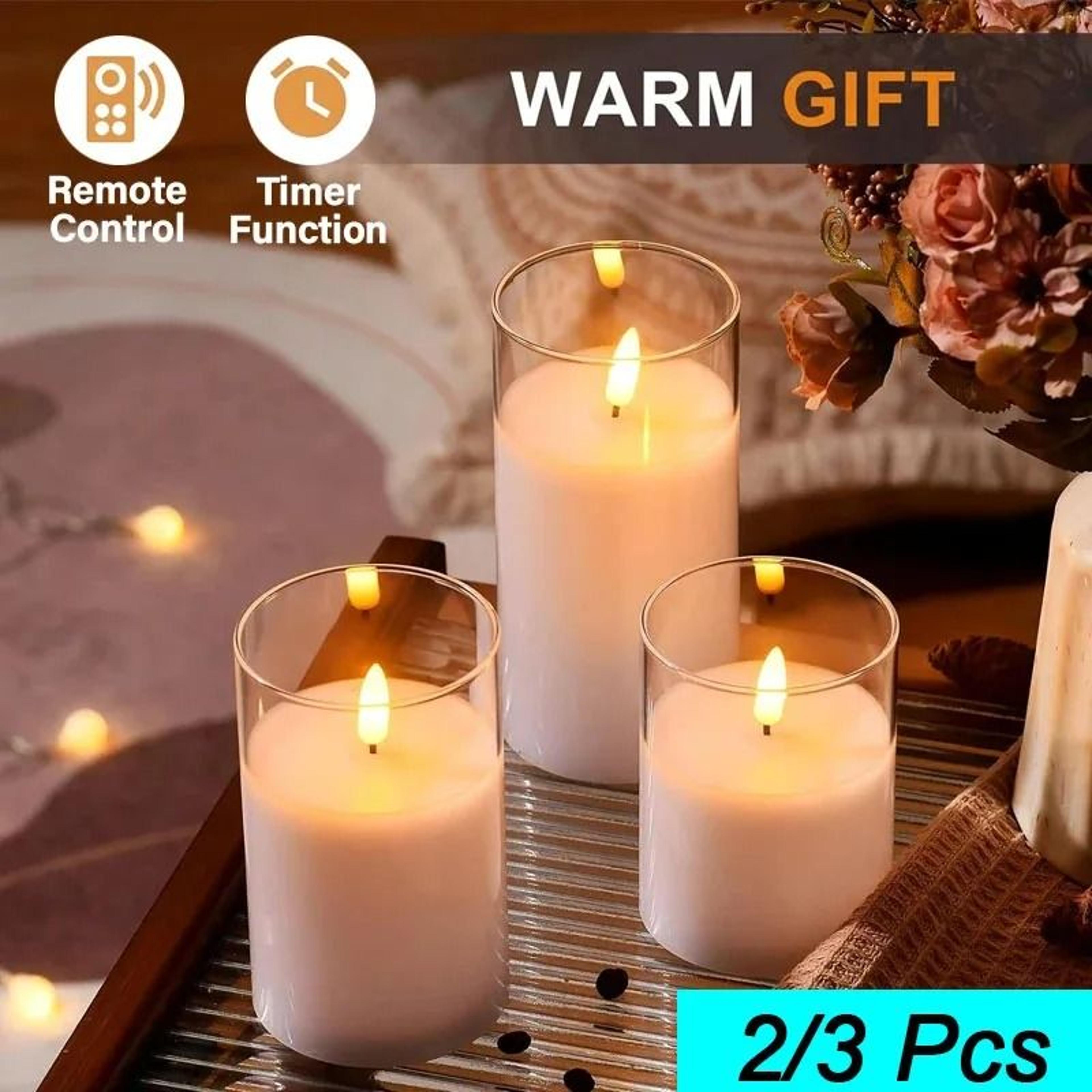 led flameless acrylic glass candles with remote timer flickering battery lights for wedding party christmas decor