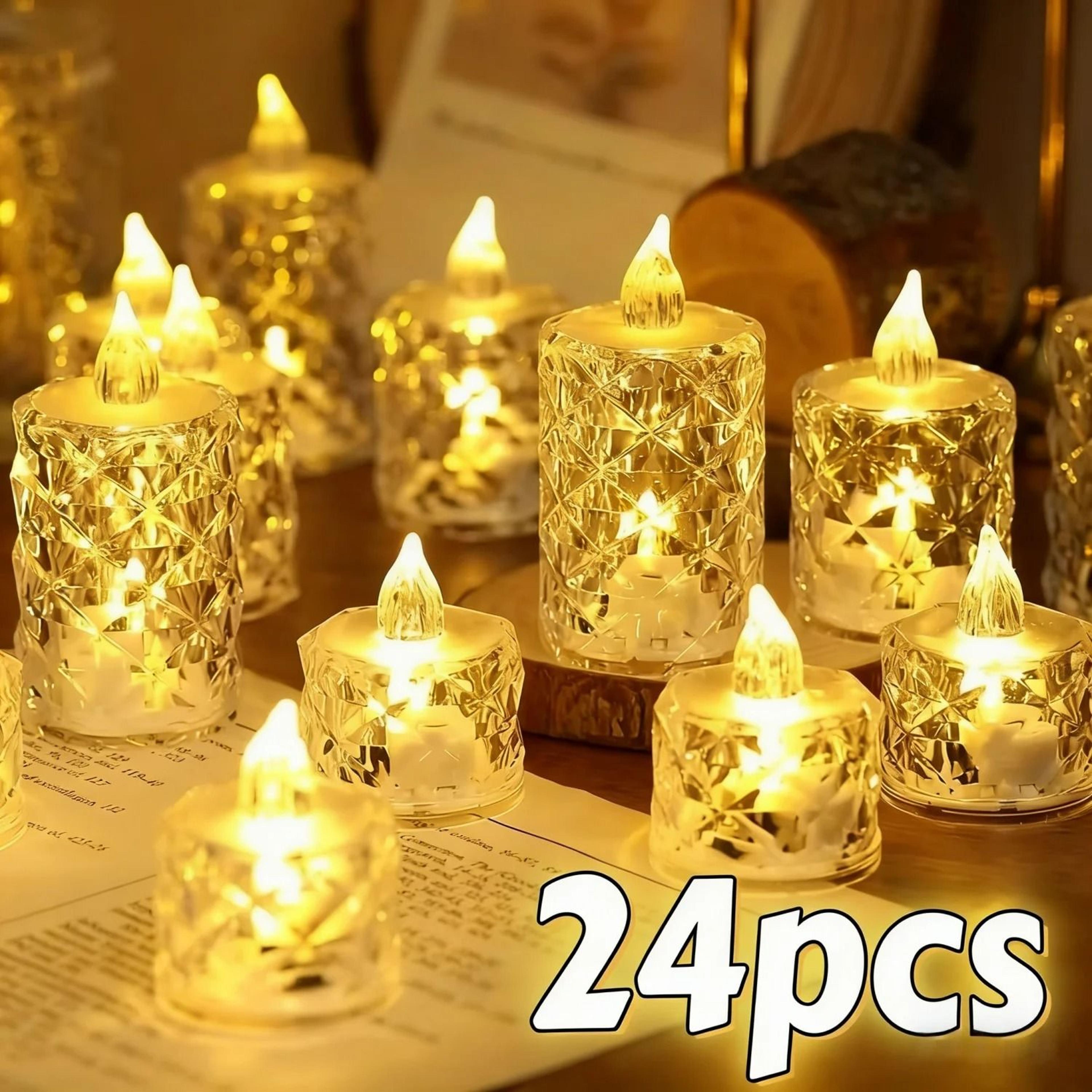 4 or 24 pcs crystal flameless led tea light candles battery flickering lights for wedding decor