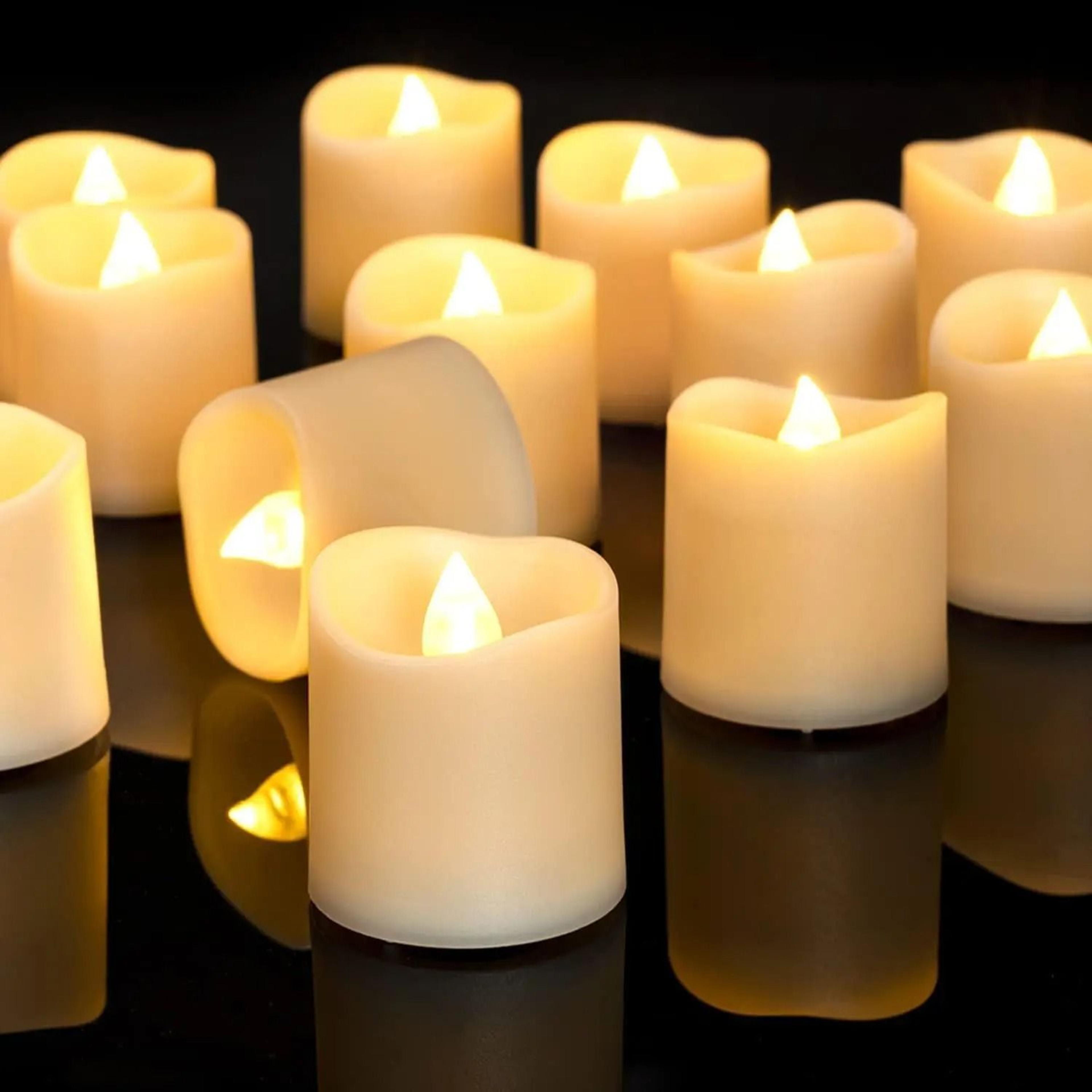 24 pcs flameless led creative wishing tea light candles warm white flickering lights for holiday decor