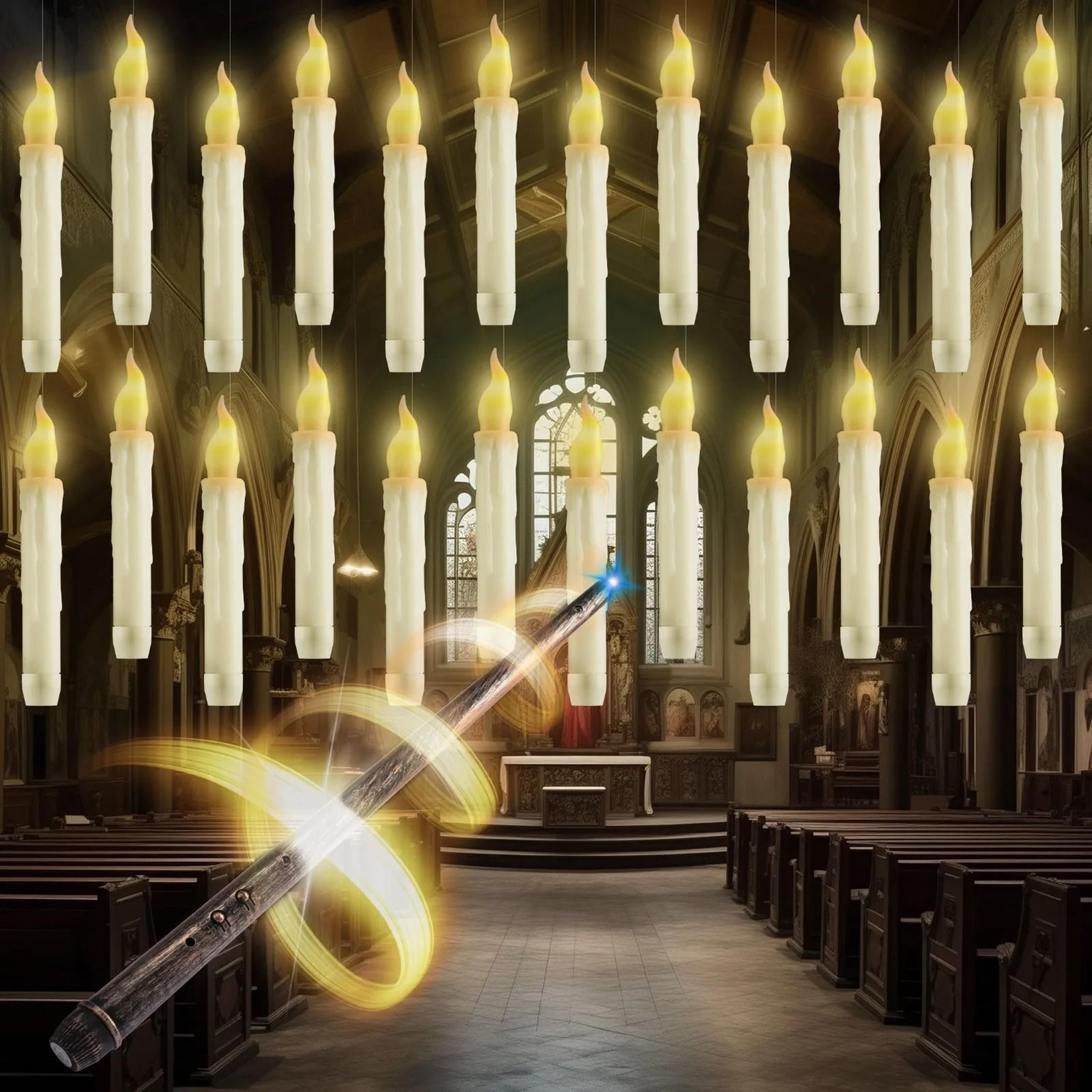 magical floating led candles with remote magic wand realistic flickering lights for magic party decor