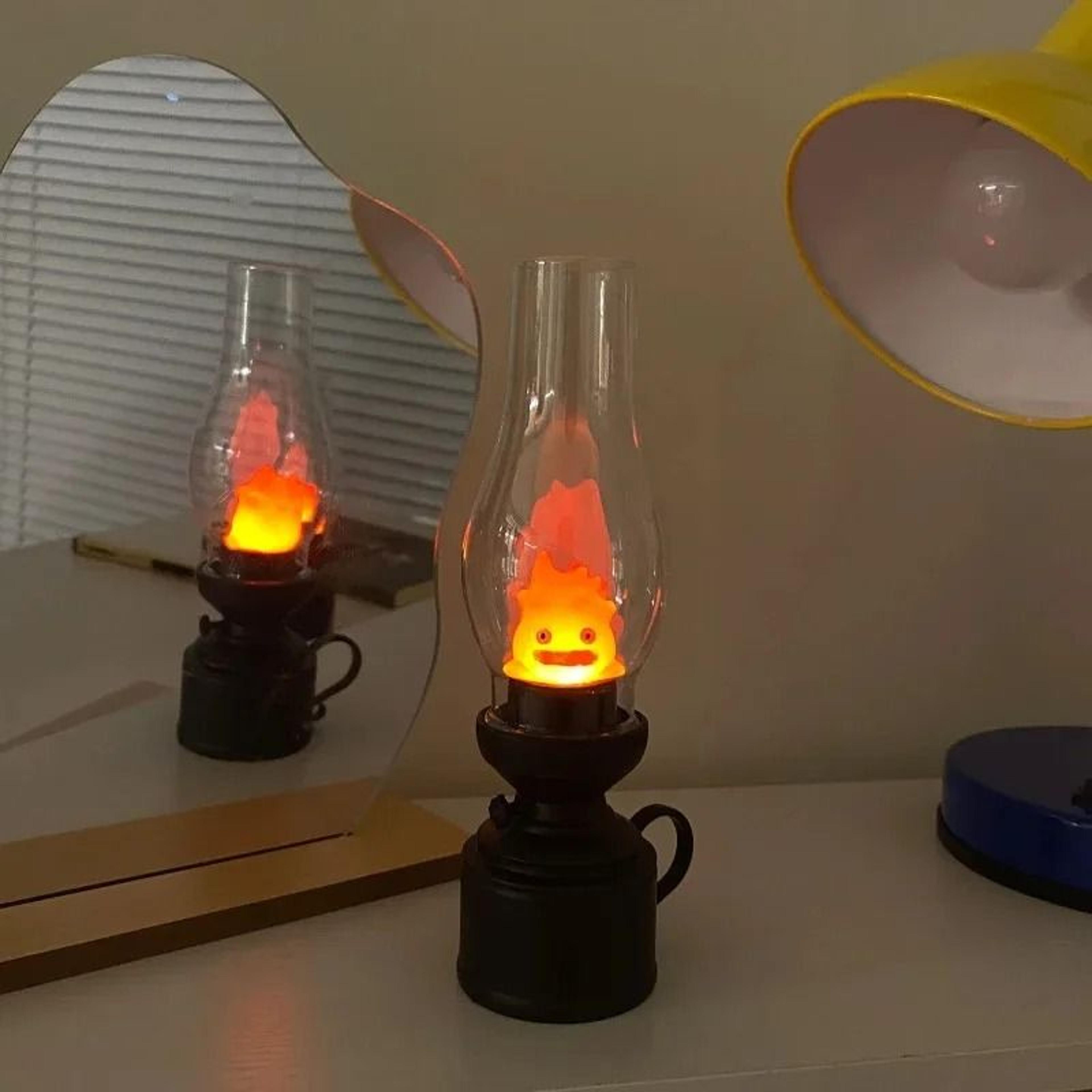 cartoon anime cat flameless led night light battery operated realistic flame table lamp for bedroom decor